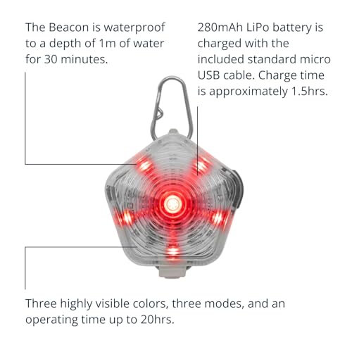 Ruffwear, Beacon Safety Light for Dogs, Rechargeable, Clear Lake