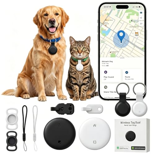 GPS Pet Tracker Tags for iOS & Android, 2-Pack