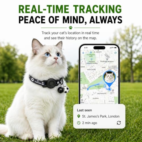 GPS Cat Tracker Collar with Google Find My