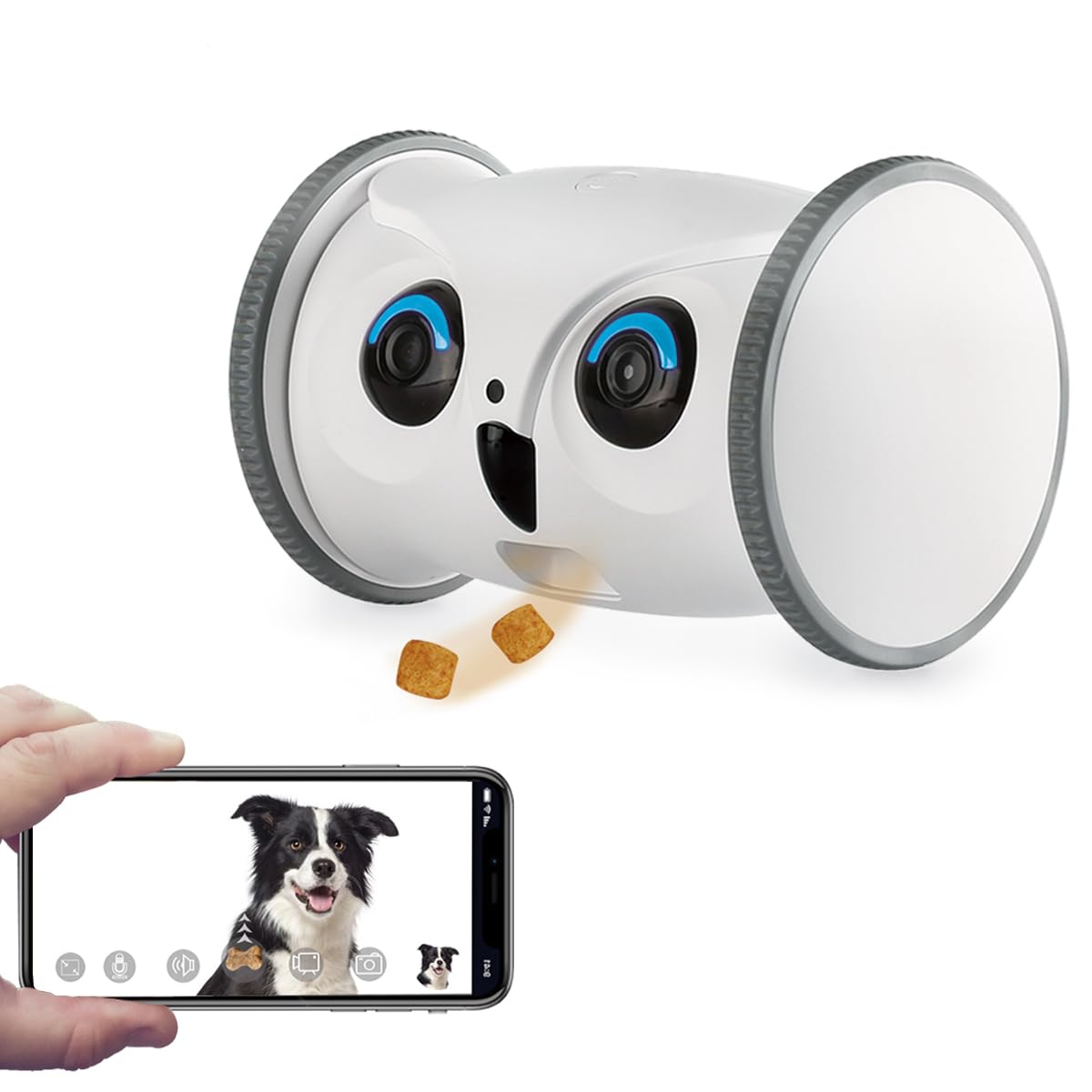 1080p Pet Camera Robot with Treat Dispenser & Two-Way Audio