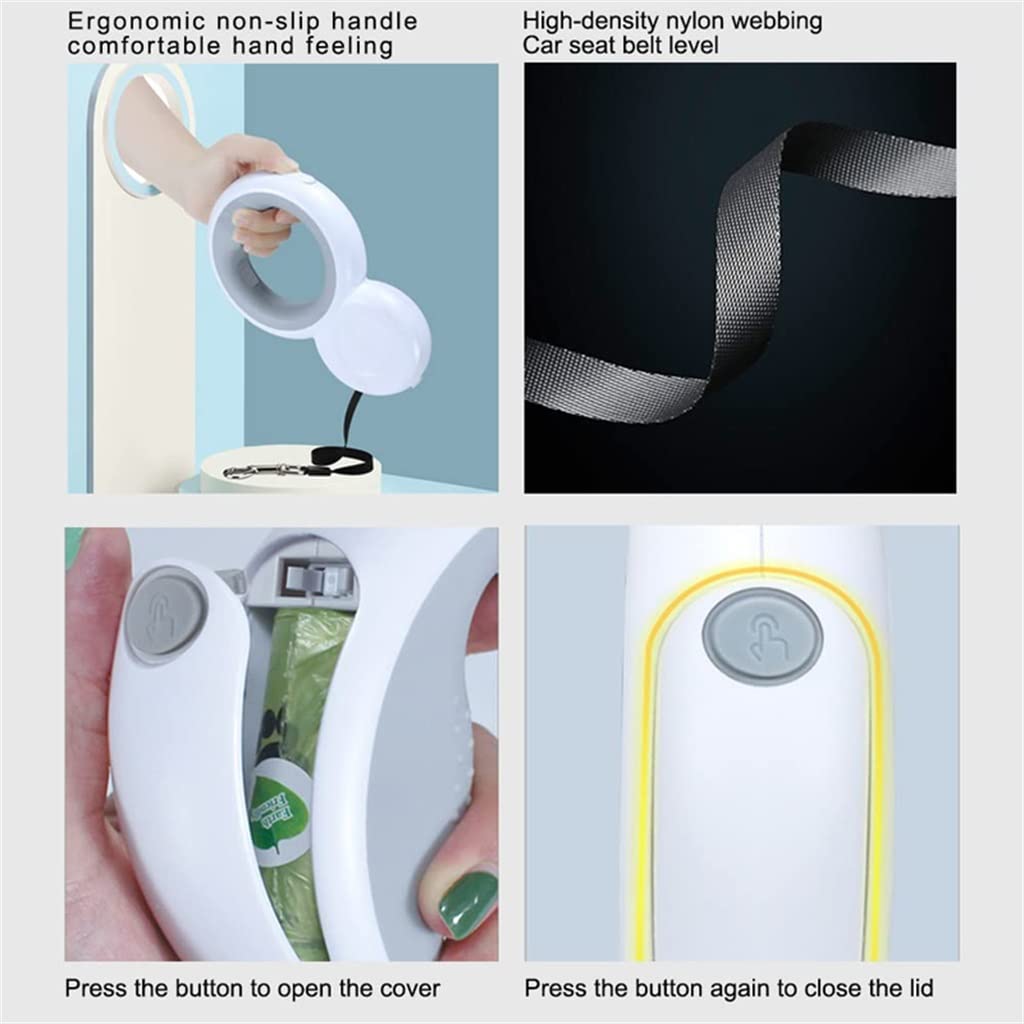 Retractable LED Dog Leash with Poop Bag Dispenser