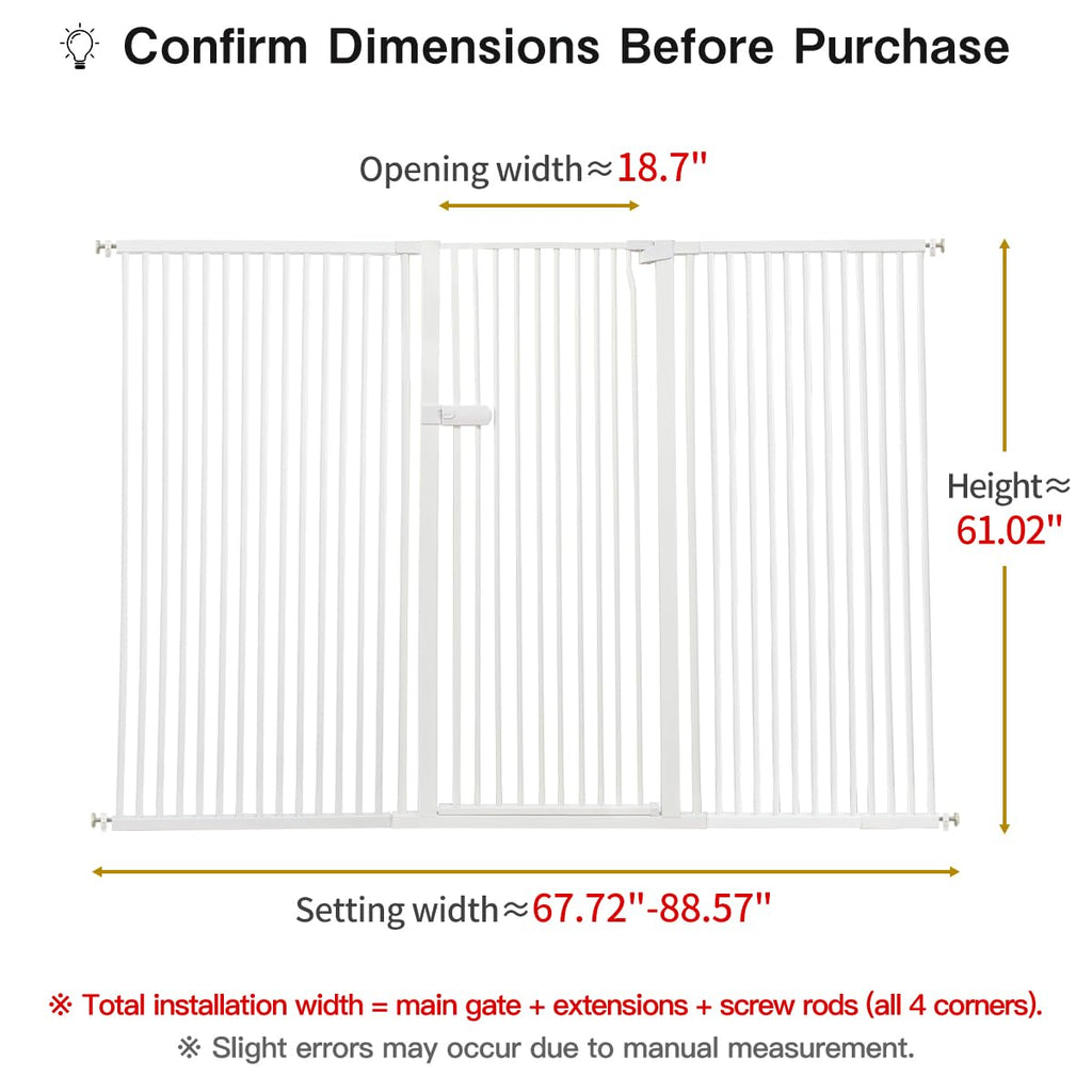 Lumizone Extra Tall Cat Gate 61.02" High 67.72"-88.57" Wide