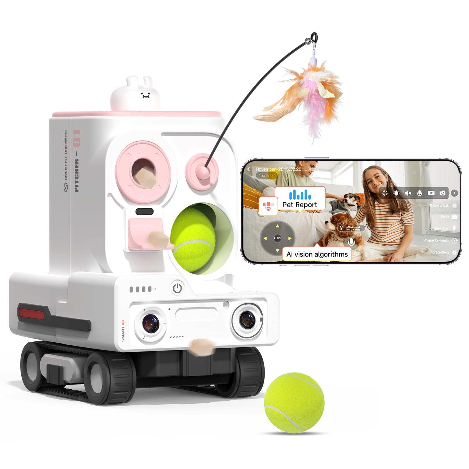 2K AI Pet Camera Rover with Auto Tracking & Night Vision