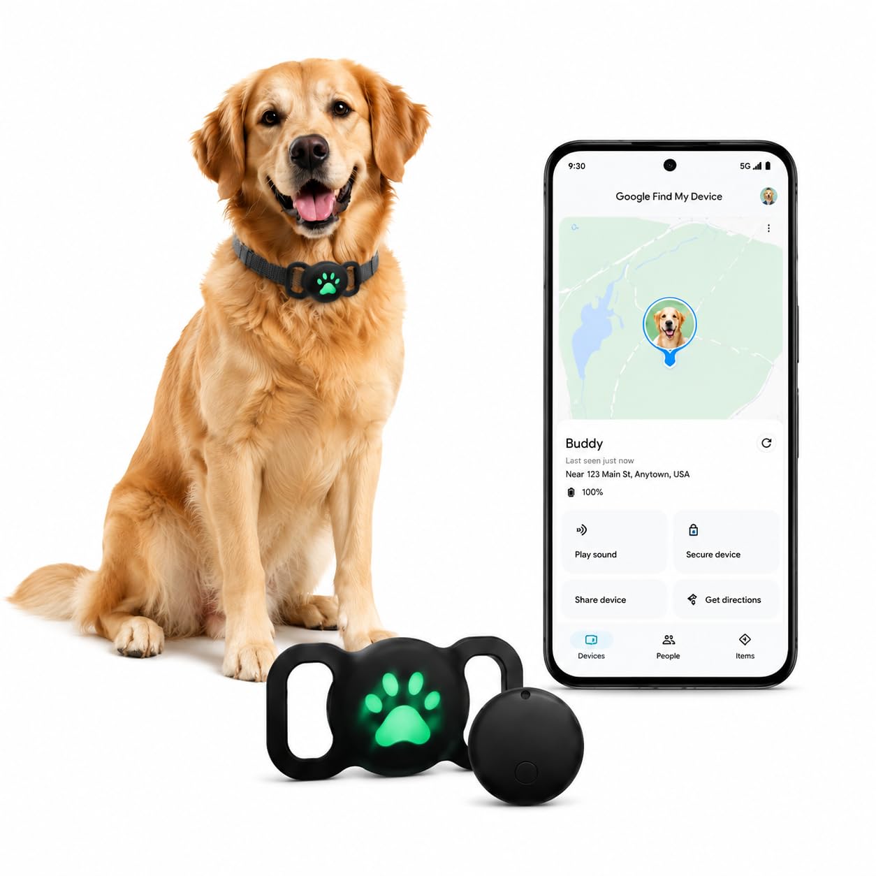 GPS Dog Tracker Collar with Google Find My