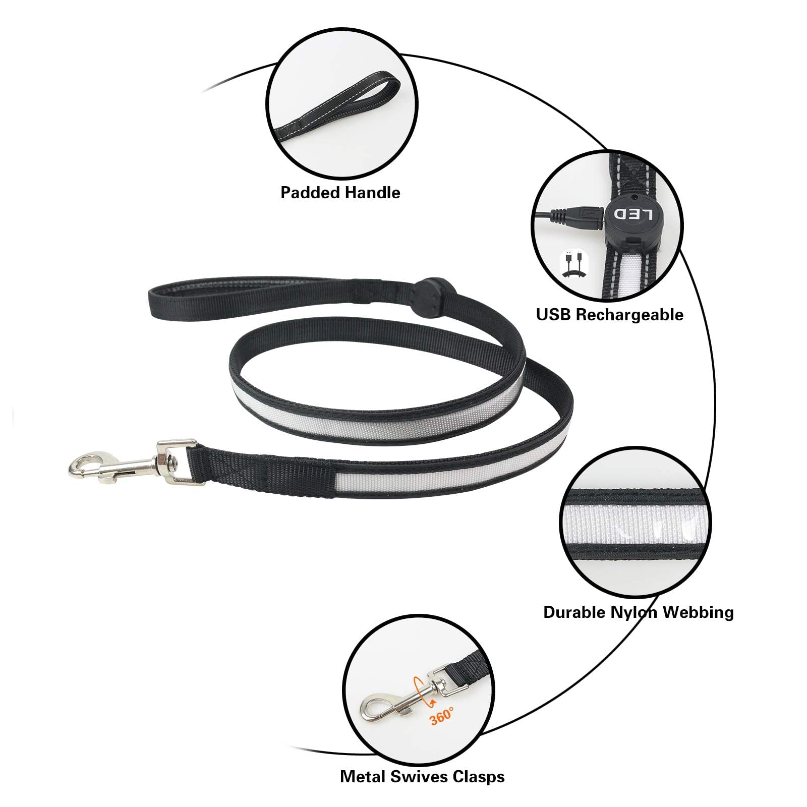 Rechargeable LED Dog Collar & 6FT Leash Set
