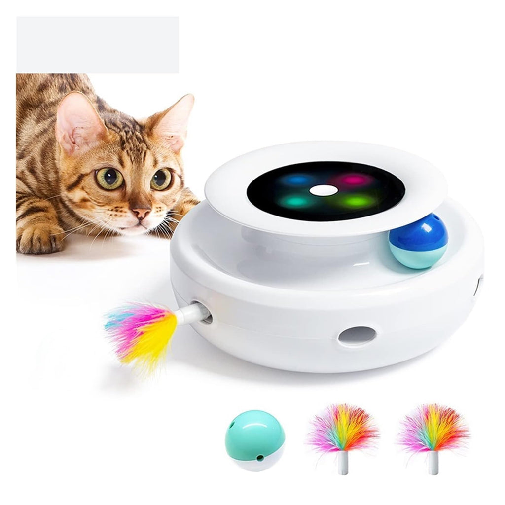 2 in 1 Smart Cat Toys Automatic Feather Fun Ball 5 Modes Interactive Pet