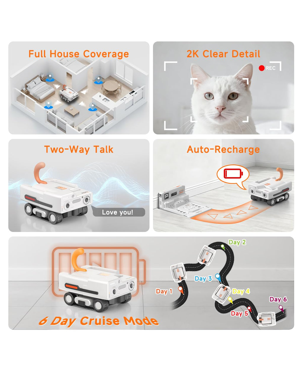 2K AI Pet Camera Rover with Auto Tracking & Night Vision
