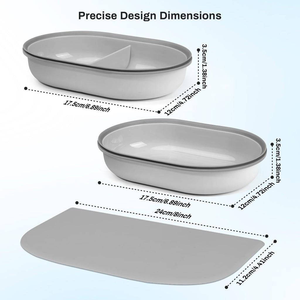 Replacement Bowls & Silicone Mat Set for Automatic Pet Feeder