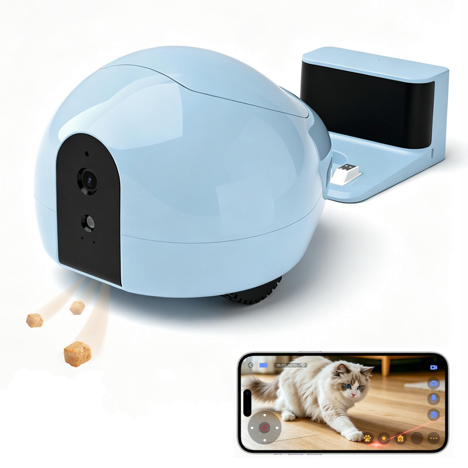 Smart Pet Camera Robot with Treat Dispenser & Laser