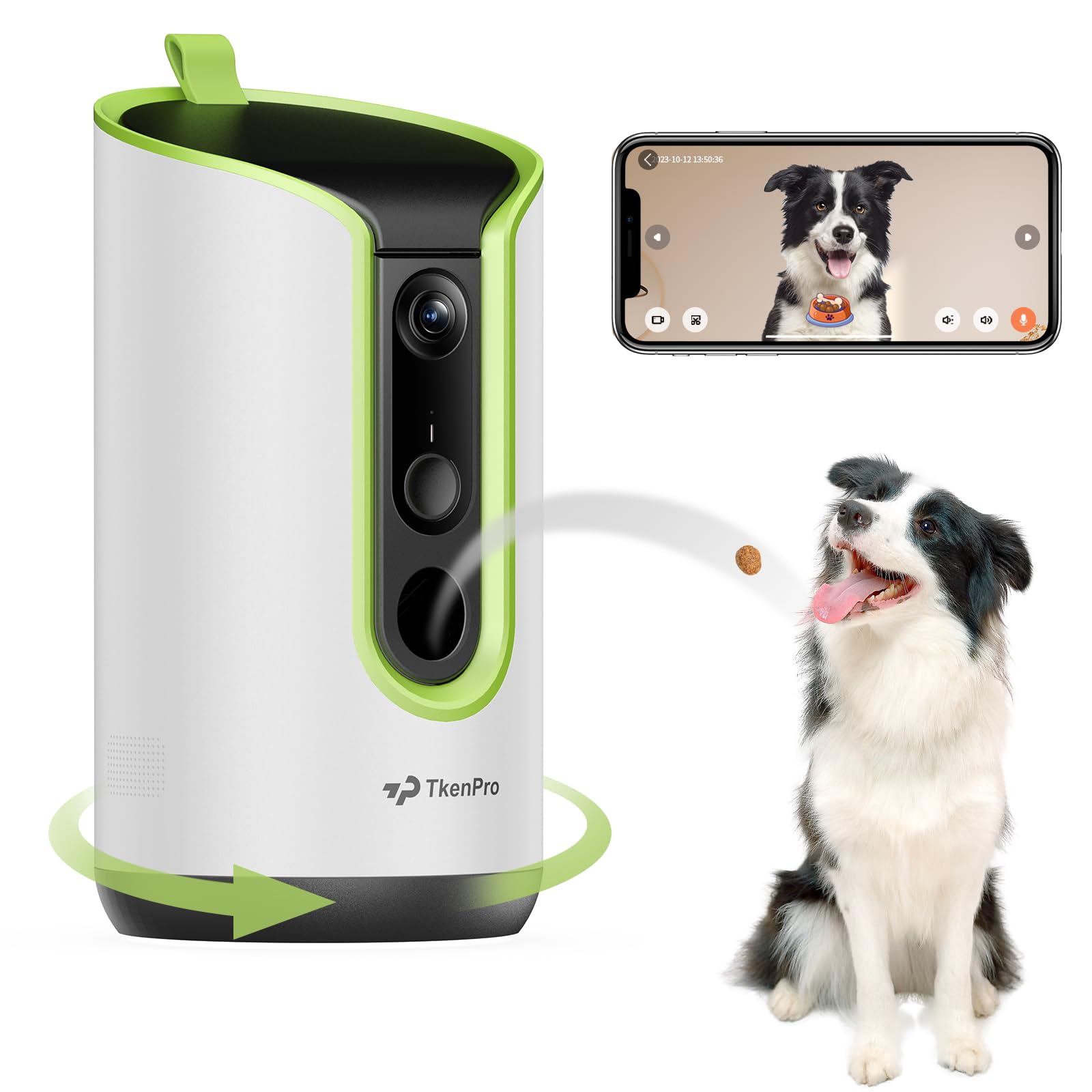 TKENPRO Pet Dog Camera with Treat Dispenser Indoor, Remote Treat Tossing