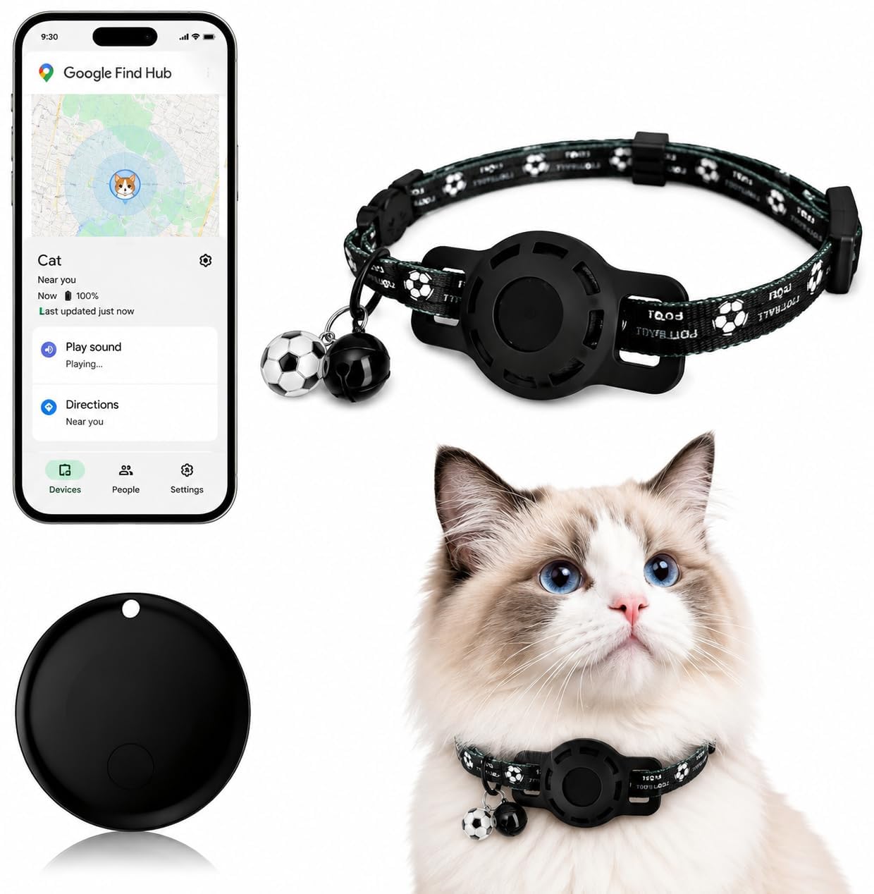 GPS Cat Tracker Collar with Google Find My