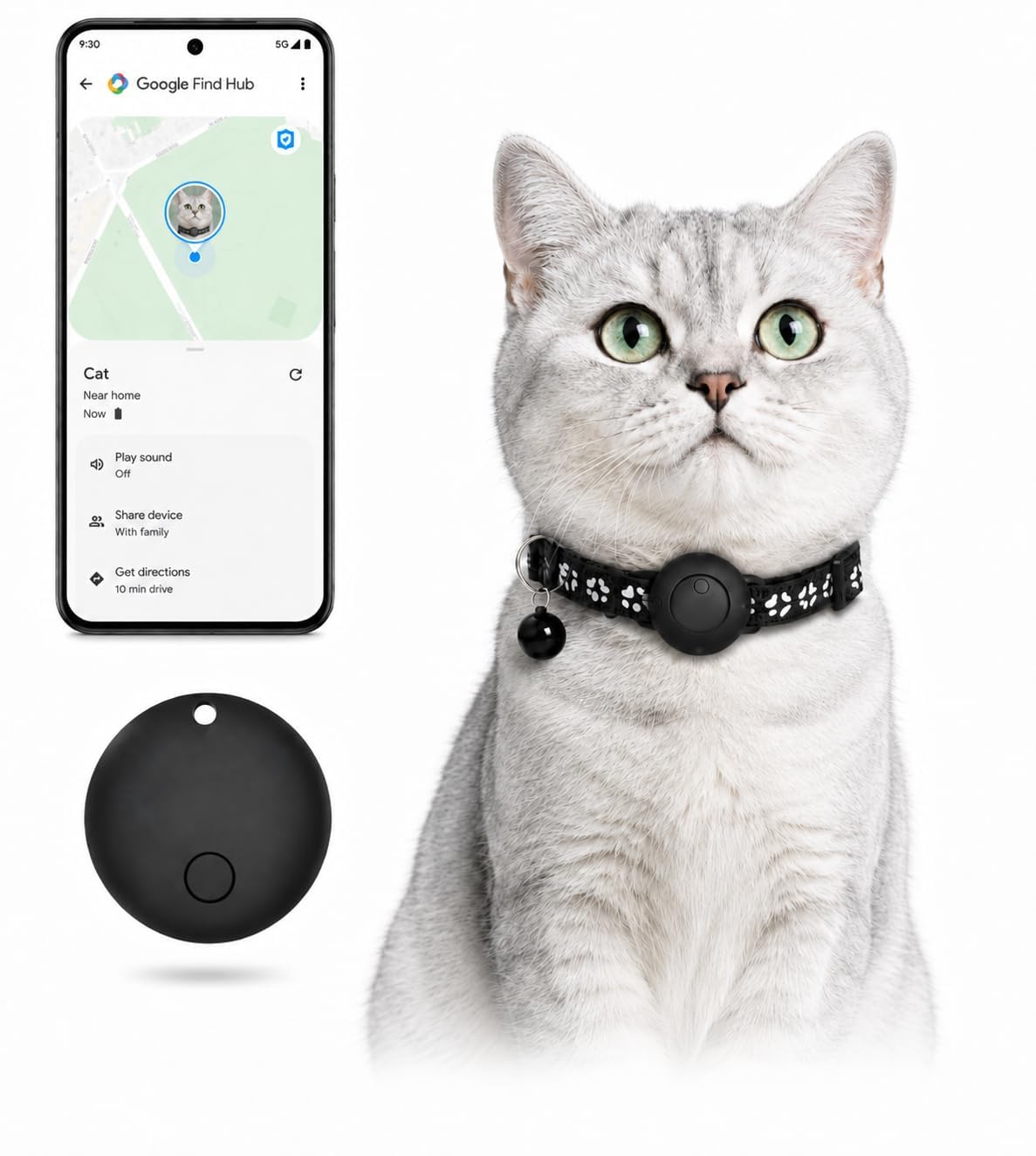 GPS Cat Tracker Collar with Google Find My
