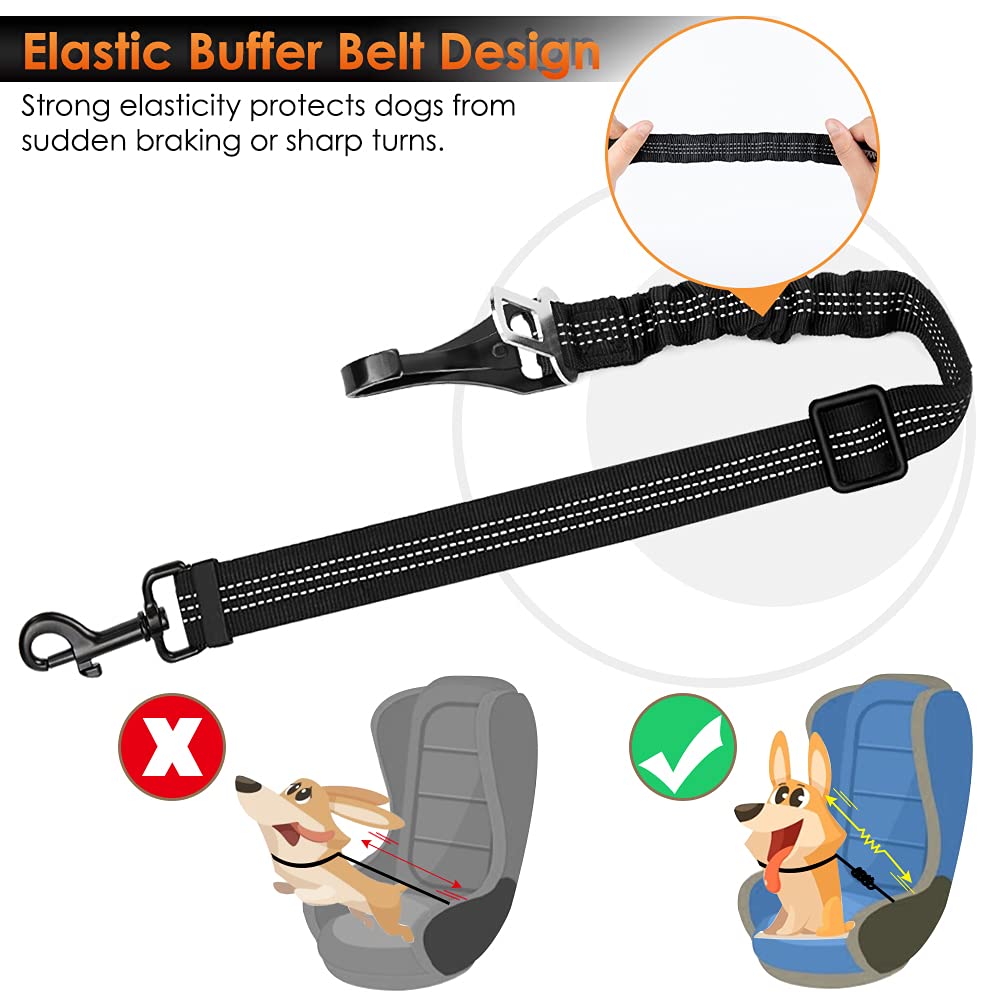 3-in-1 Dog Car Seat Belt with Latch Bar Attachment