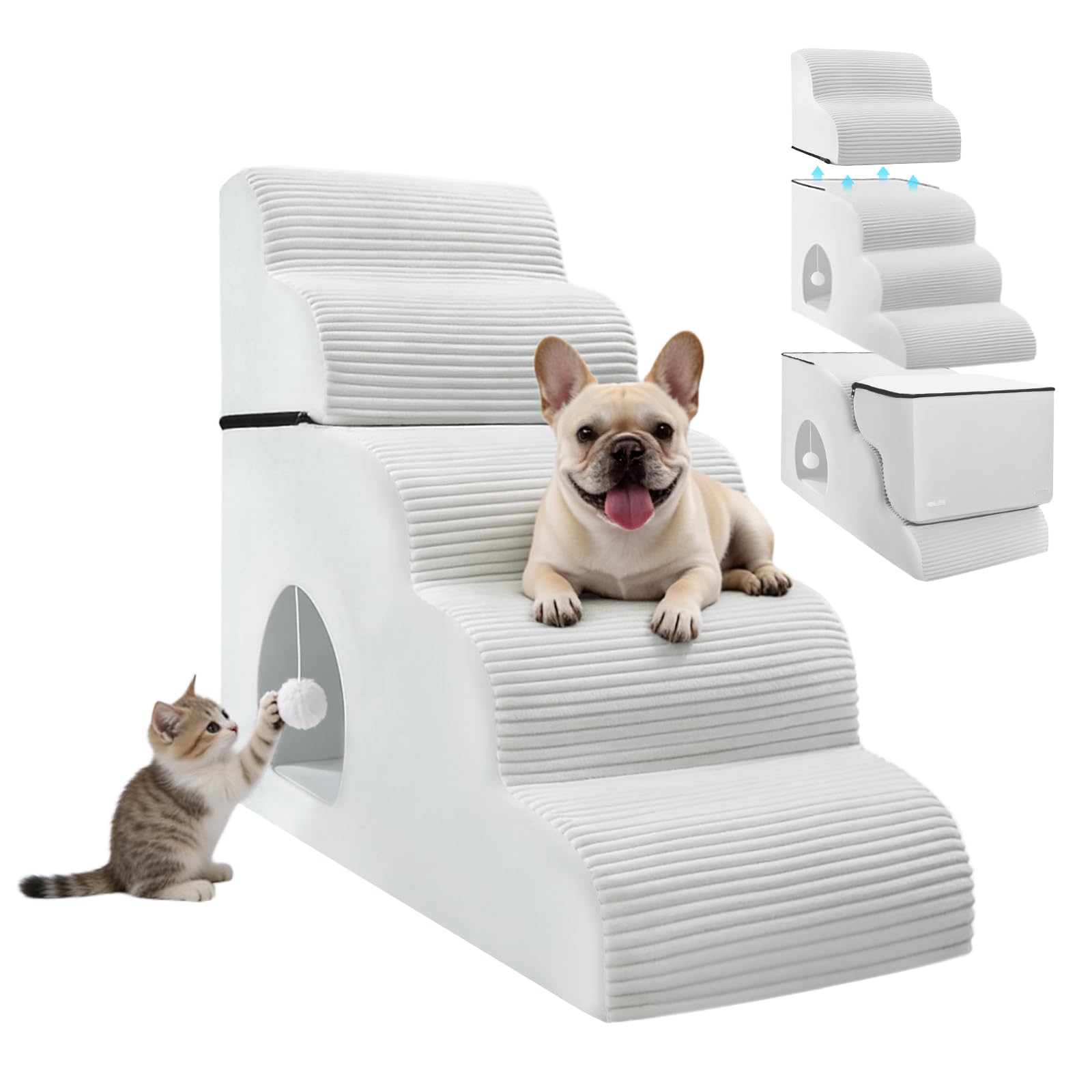 4-Step Non-Slip Pet Stairs for Beds & Sofas