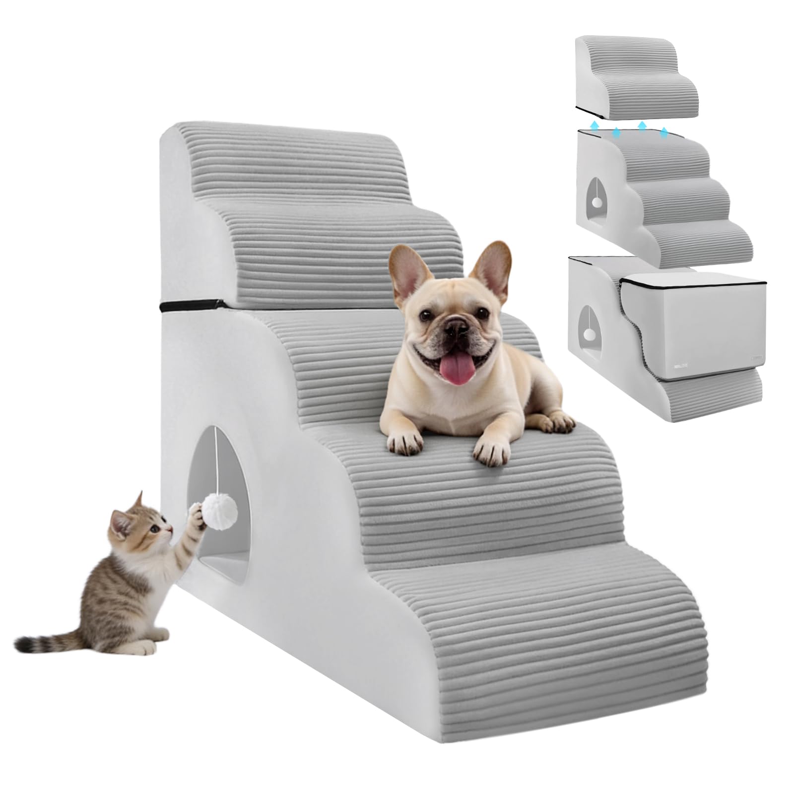 4-Step Non-Slip Pet Stairs for Beds & Sofas