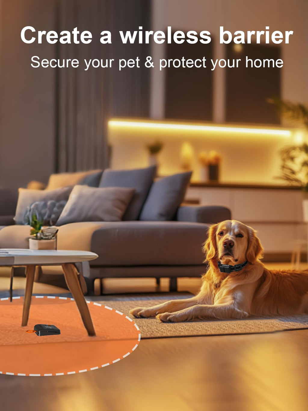 Rechargeable Wireless Indoor Pet Barrier with Adjustable Range