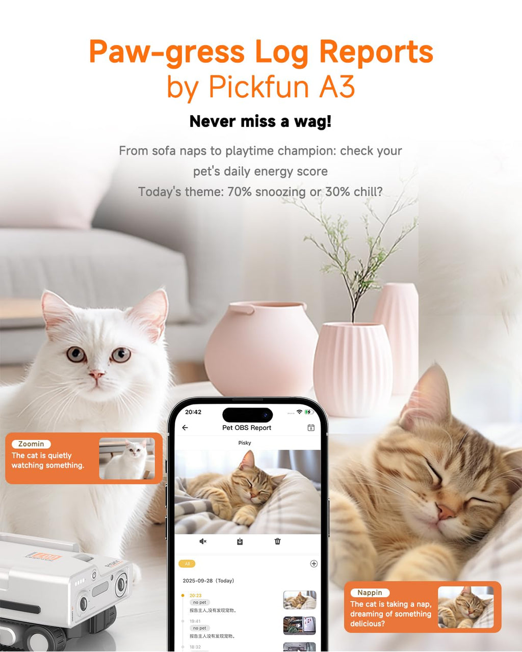 2K AI Pet Camera Rover with Auto Tracking & Night Vision