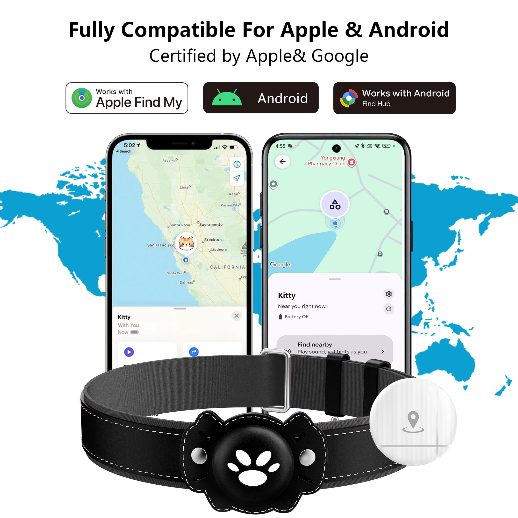 Smart GPS Cat Tracker Collar with Real-Time Tracking