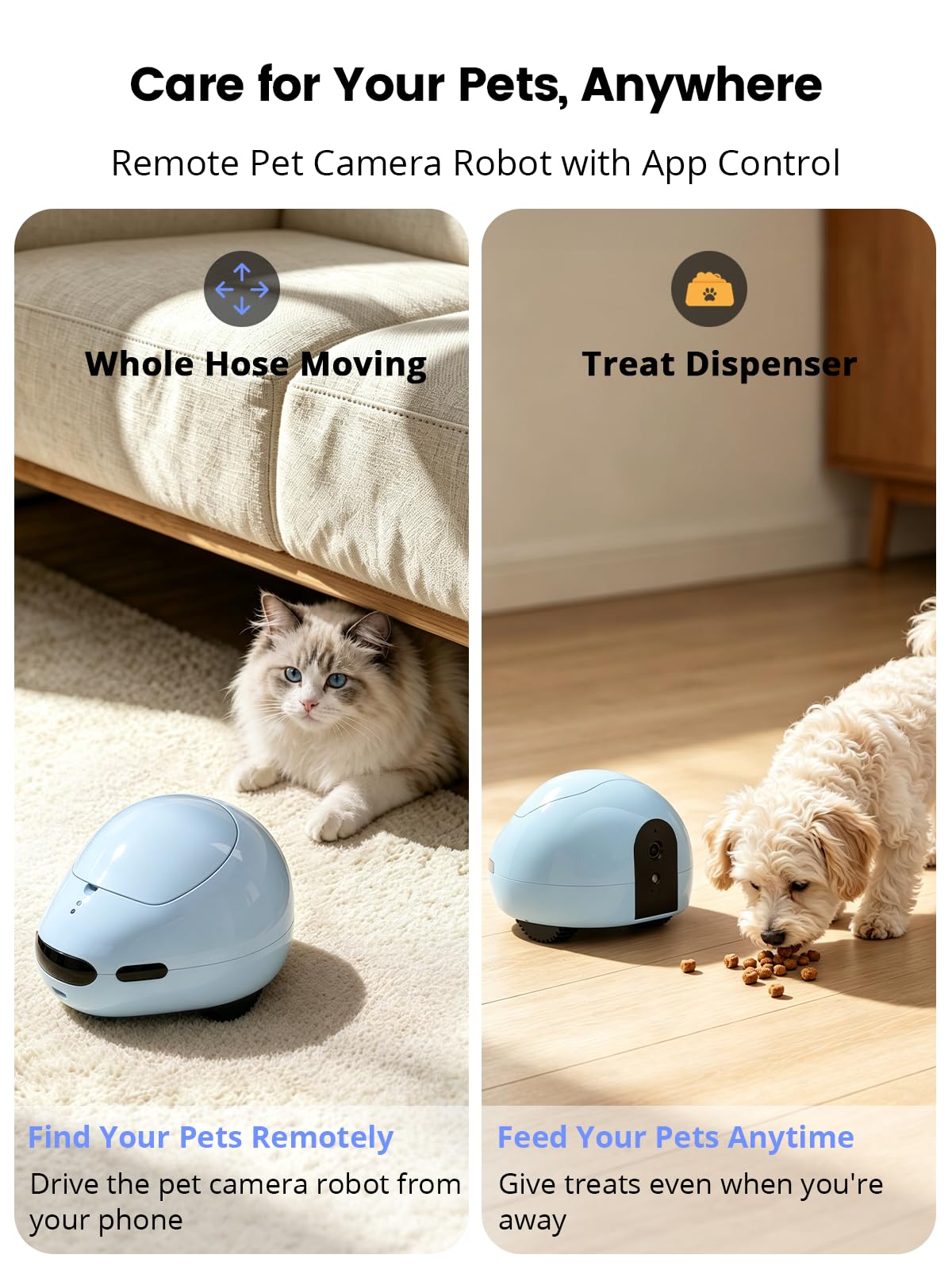 Smart Pet Camera Robot with Treat Dispenser & Laser