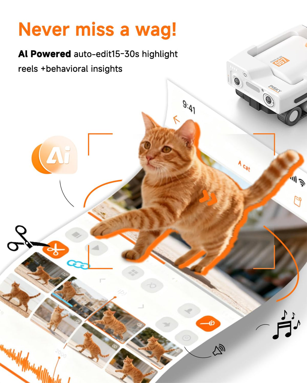 2K AI Pet Camera Rover with Auto Tracking & Night Vision