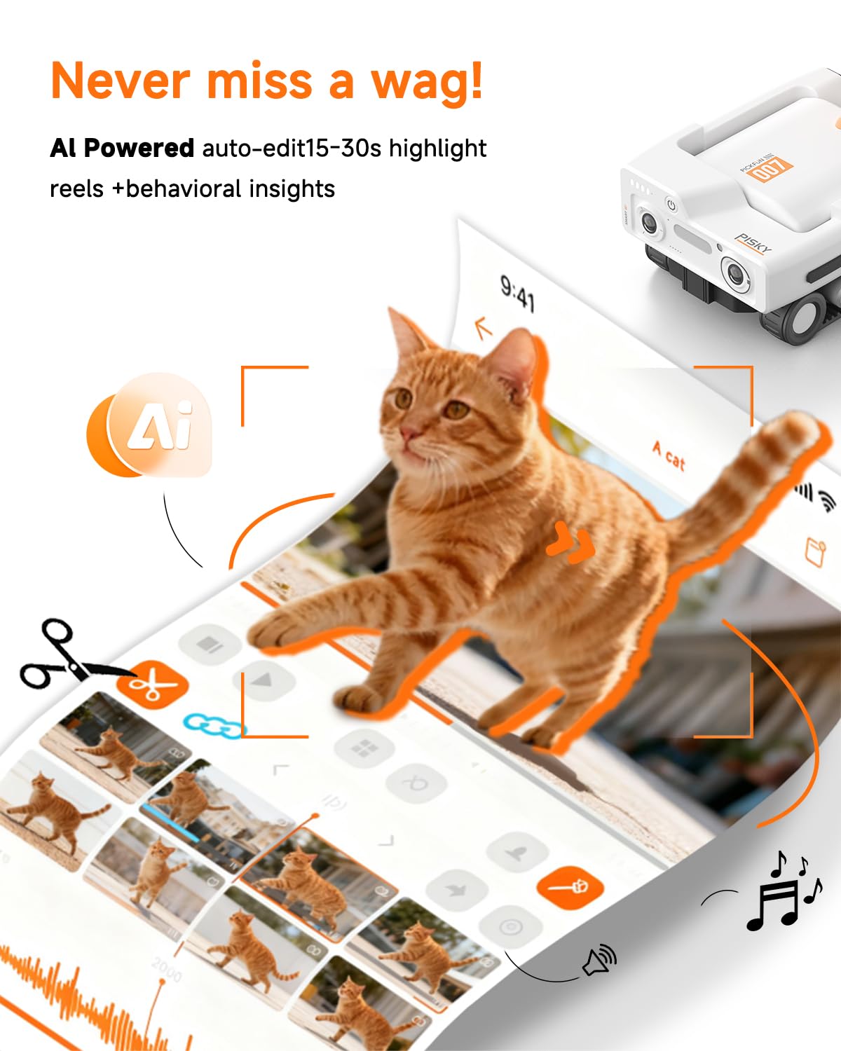 2K AI Pet Camera Rover with Auto Tracking & Night Vision