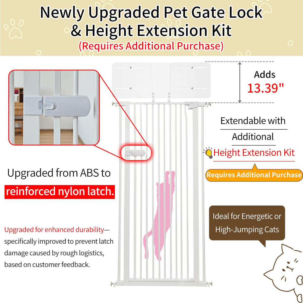 Lumizone Extra Tall Cat Gate 61.02" High 67.72"-88.57" Wide