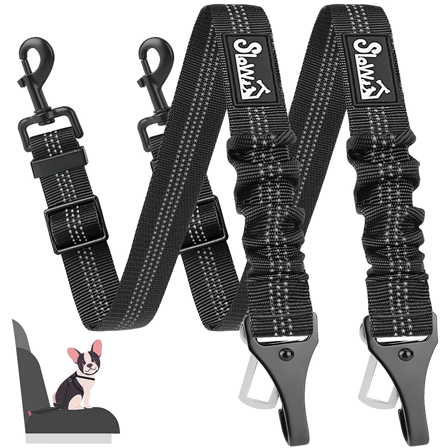 3-in-1 Dog Car Seat Belt with Latch Bar Attachment