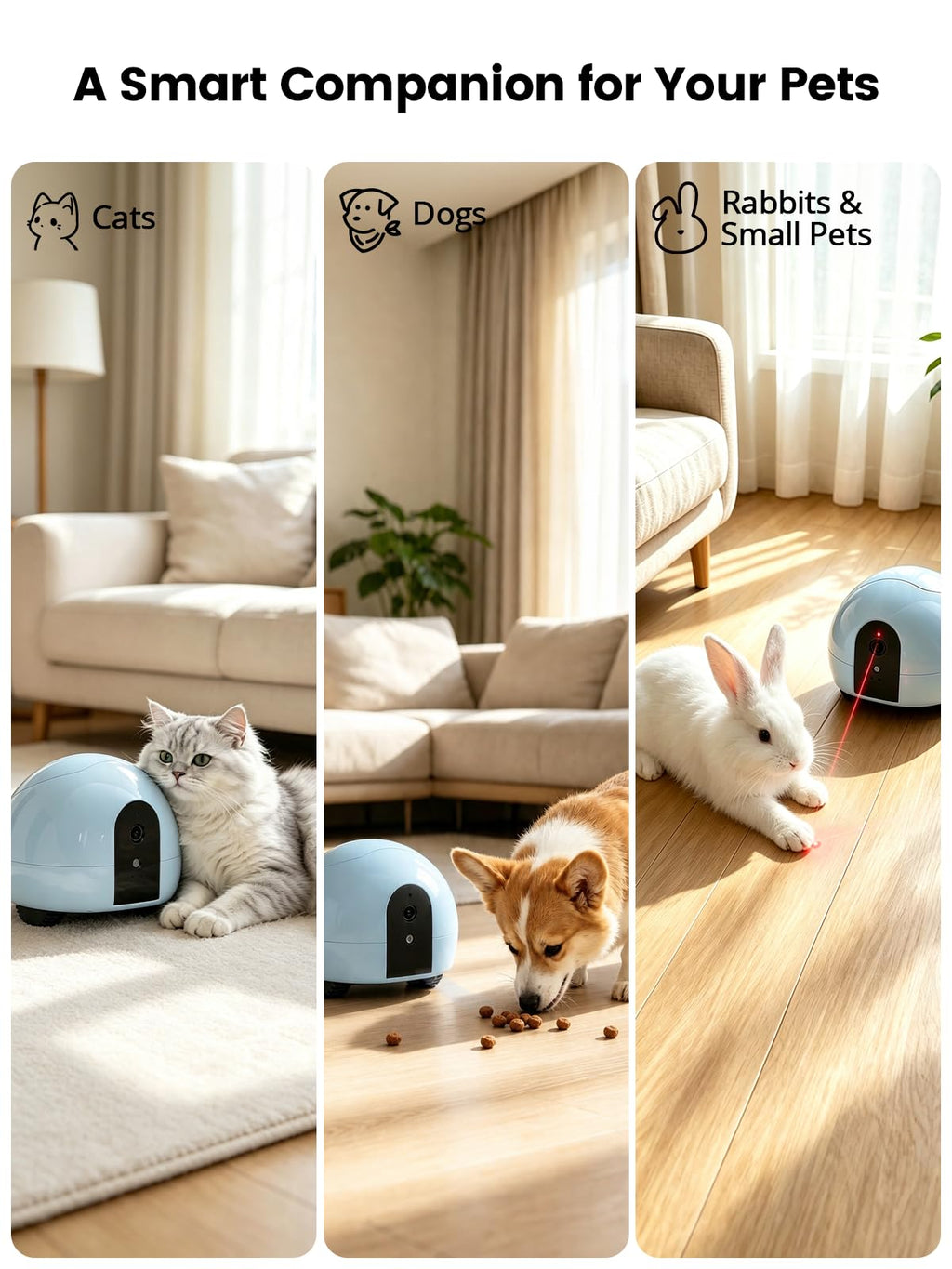 Smart Pet Camera Robot with Treat Dispenser & Laser
