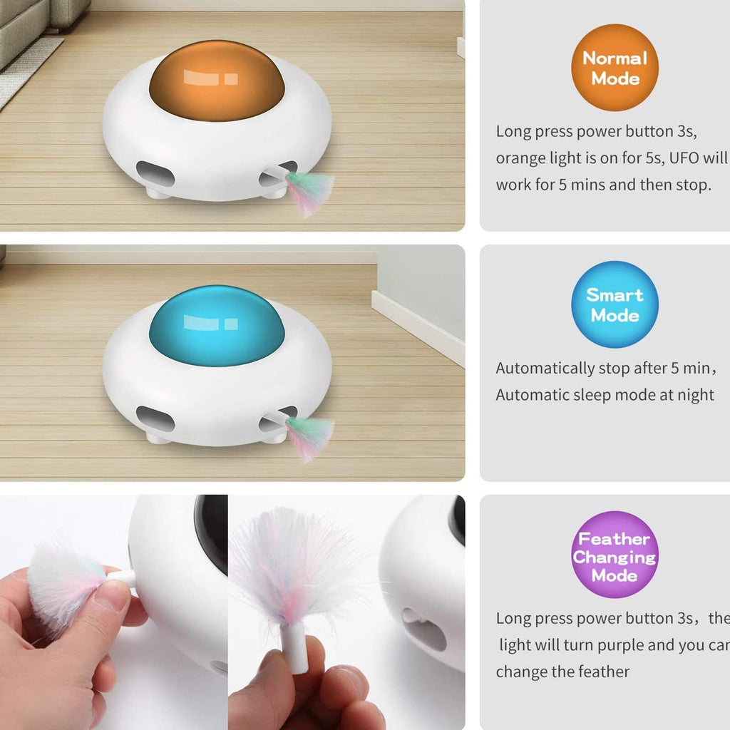 Rechargeable Interactive Rotating Feather Cat Toy
