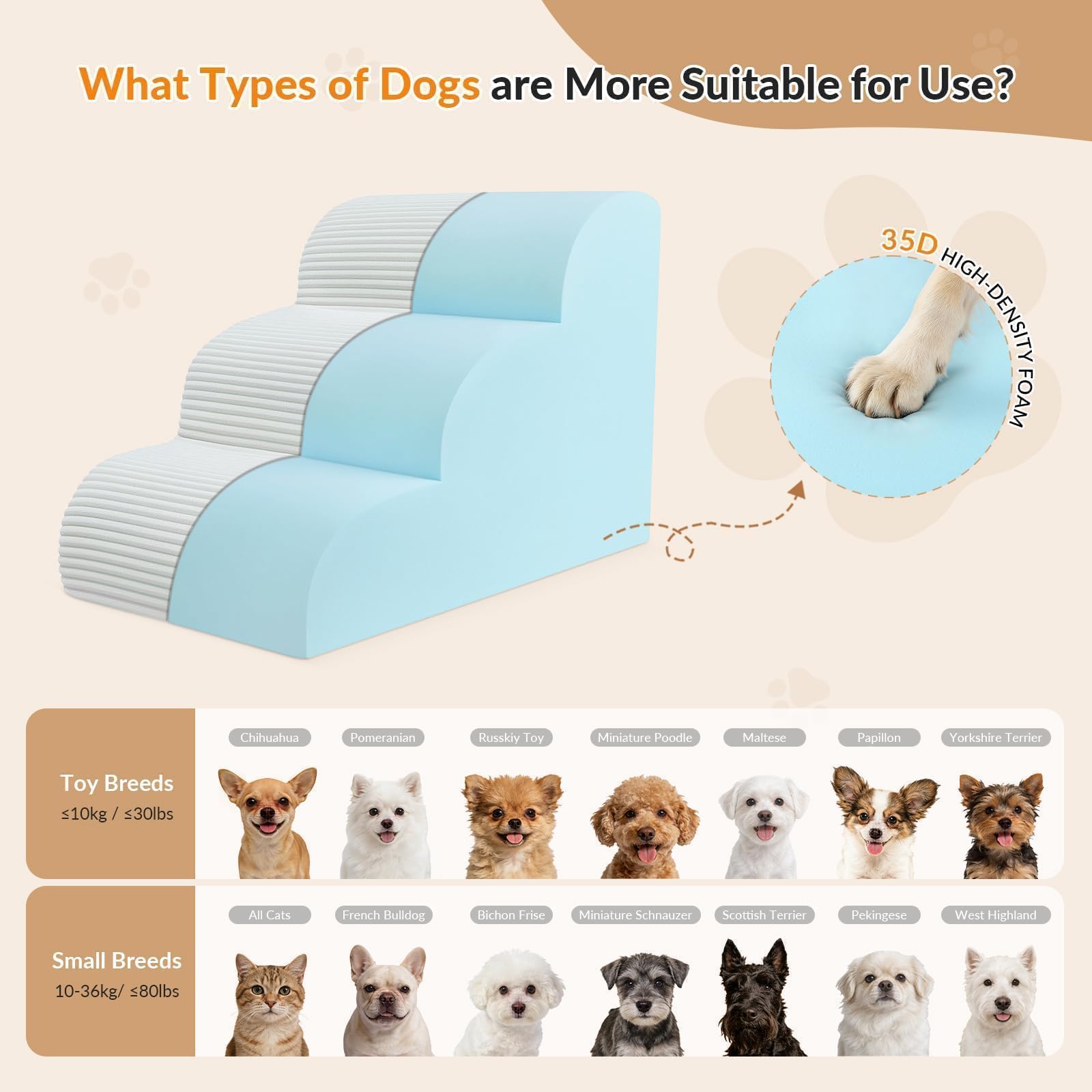 4-Step Non-Slip Pet Stairs for Beds & Sofas