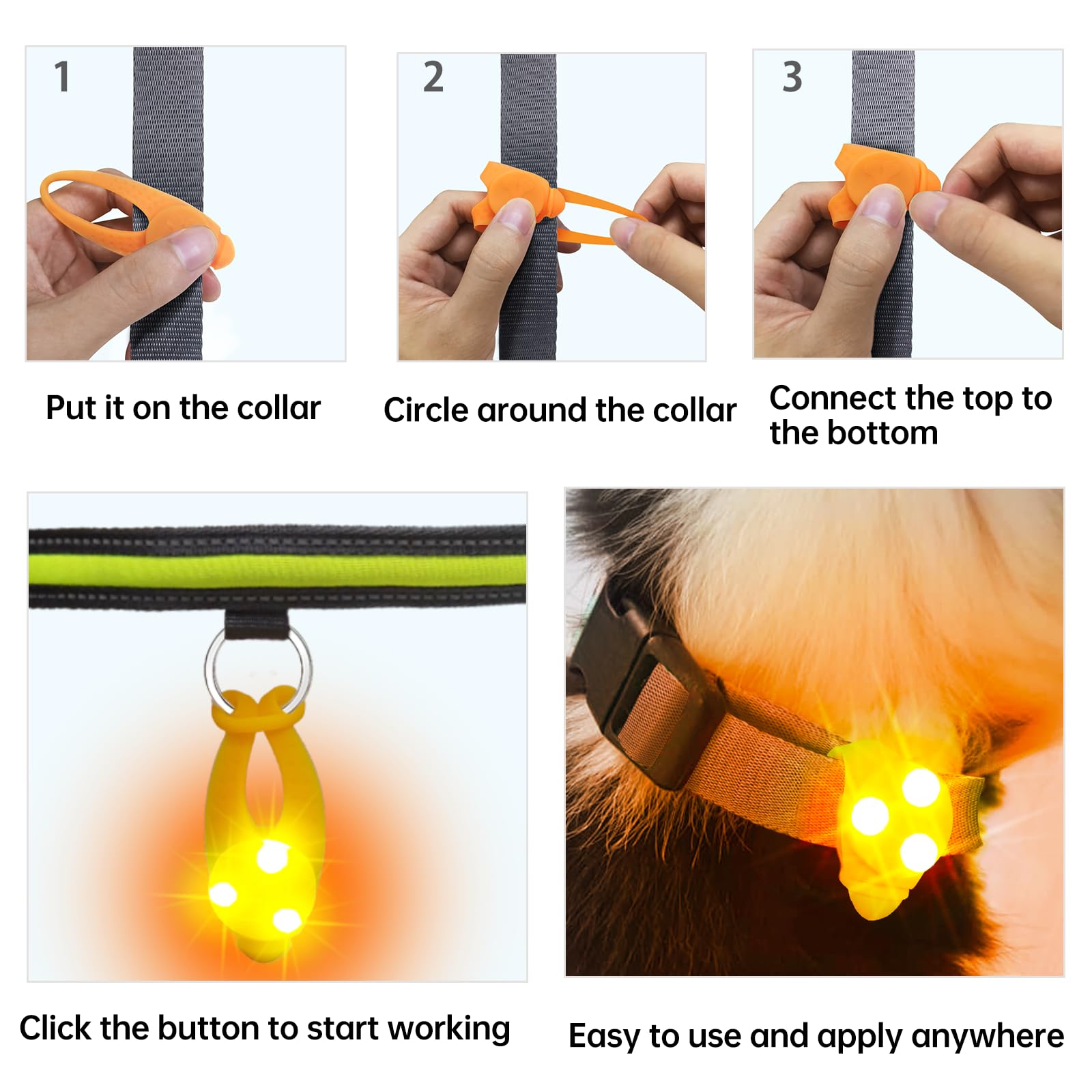 Waterproof LED Pet Safety Light with Collar Clip