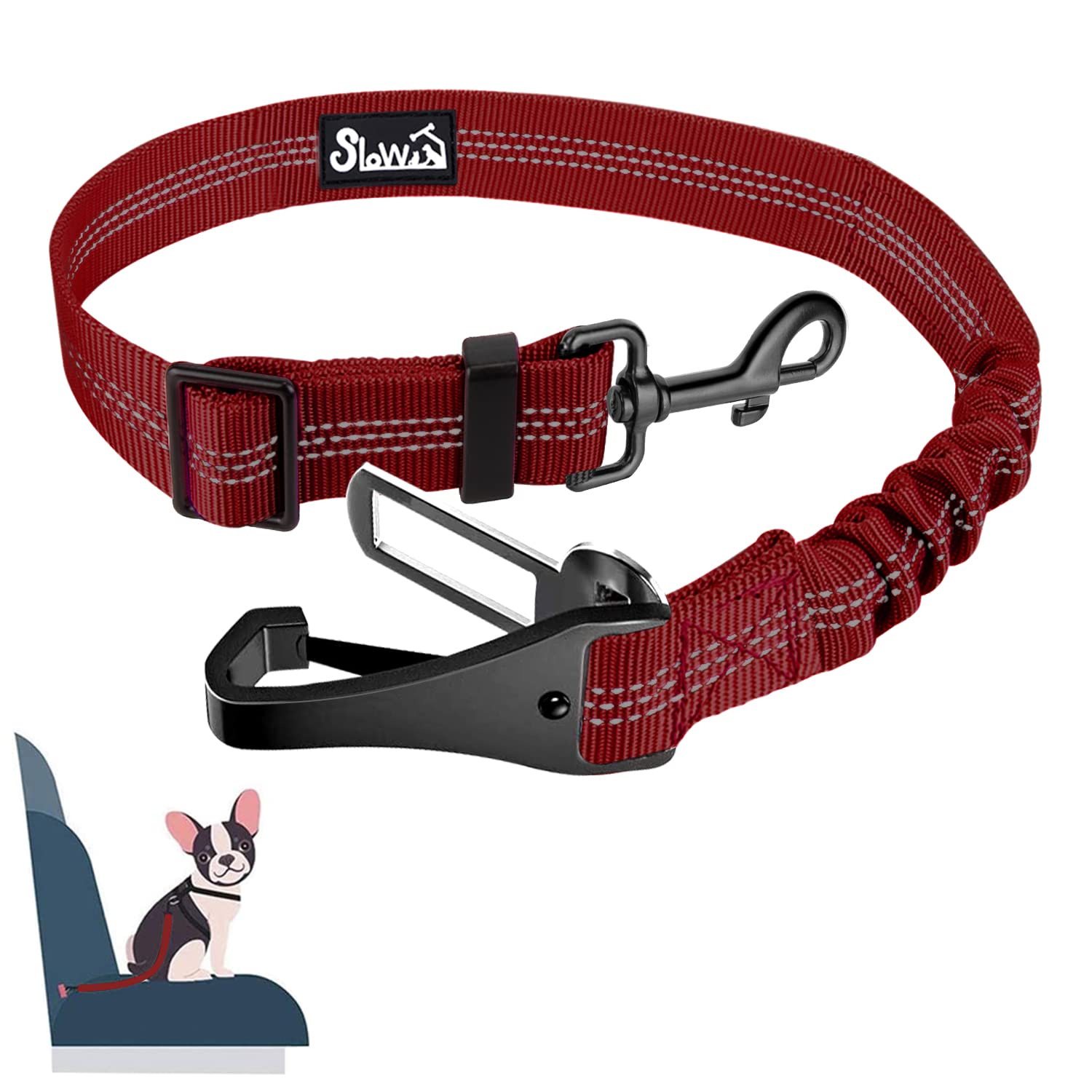 3-in-1 Dog Car Seat Belt with Latch Bar Attachment