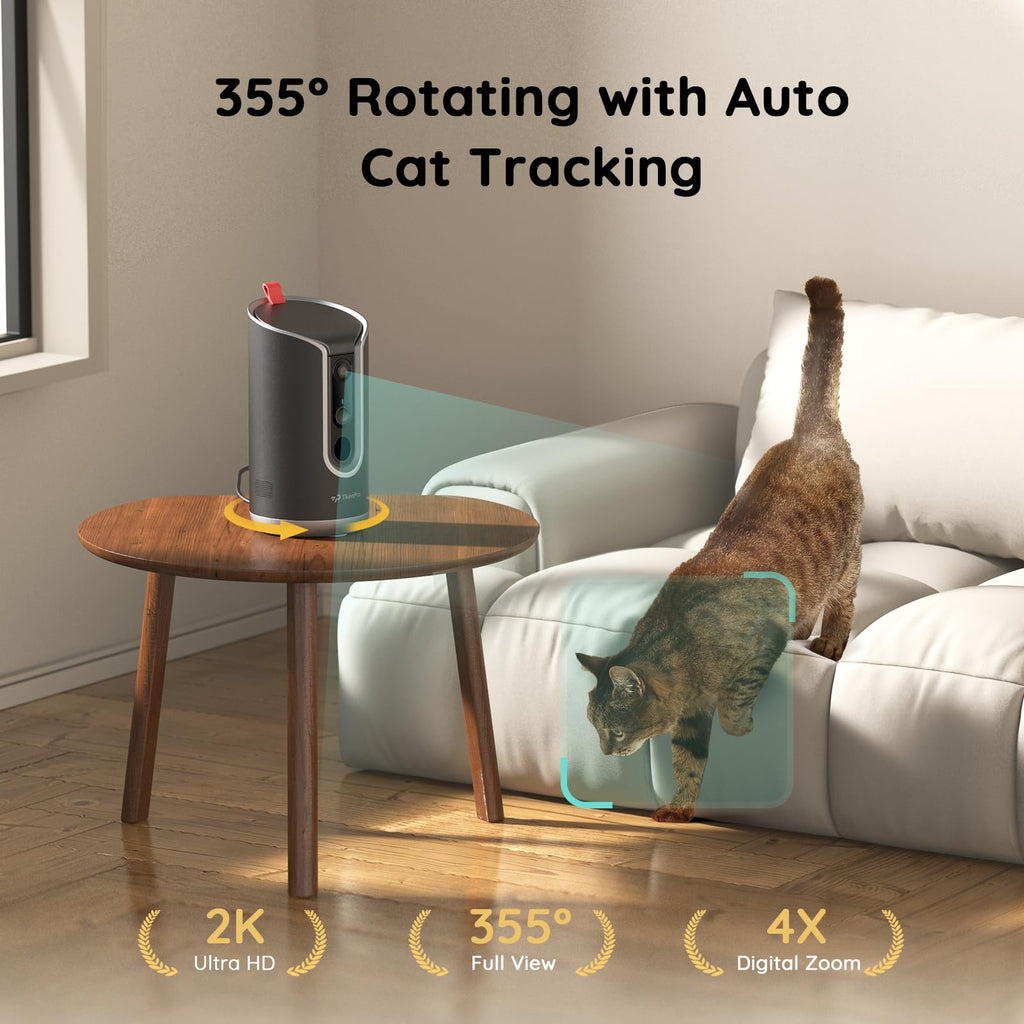 TKENPRO Pet Dog Camera with Treat Dispenser Indoor, Remote Treat Tossing
