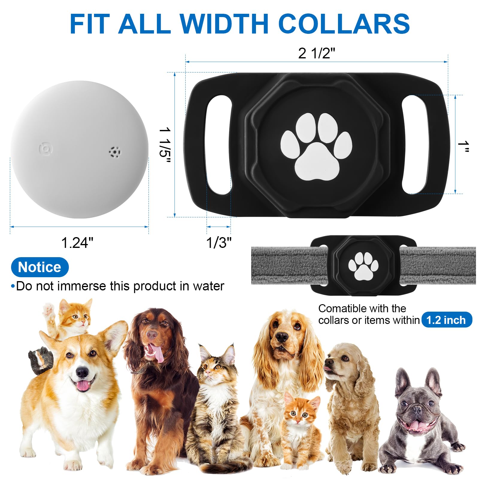 Smart Pet Tracker for Collar - Dog Tracker Pet Location Tracker with Holder