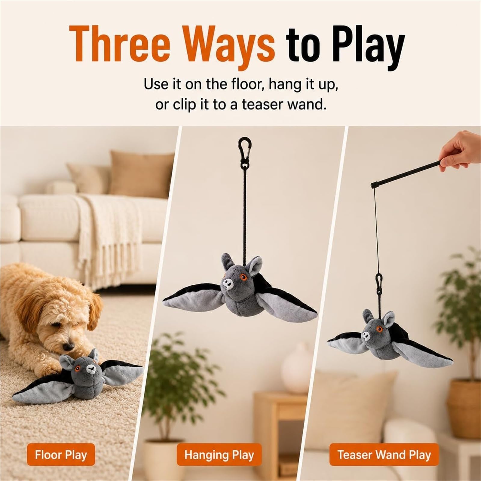 Interactive Flying Bat Pet Toy with Flapping & Chirping