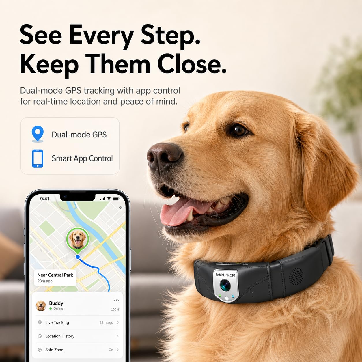 Wireless GPS Pet Collar with Camera