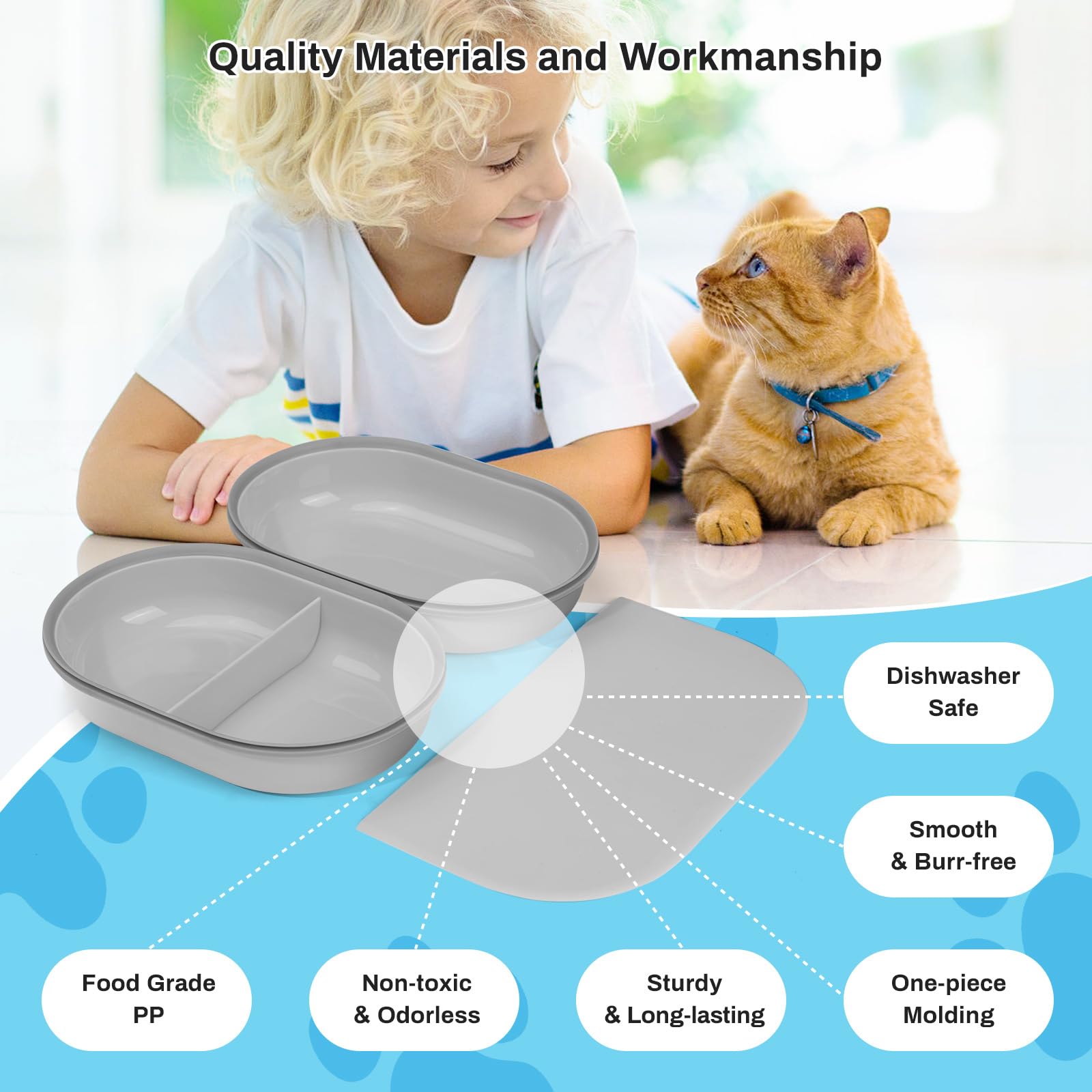 Replacement Bowls & Silicone Mat Set for Automatic Pet Feeder
