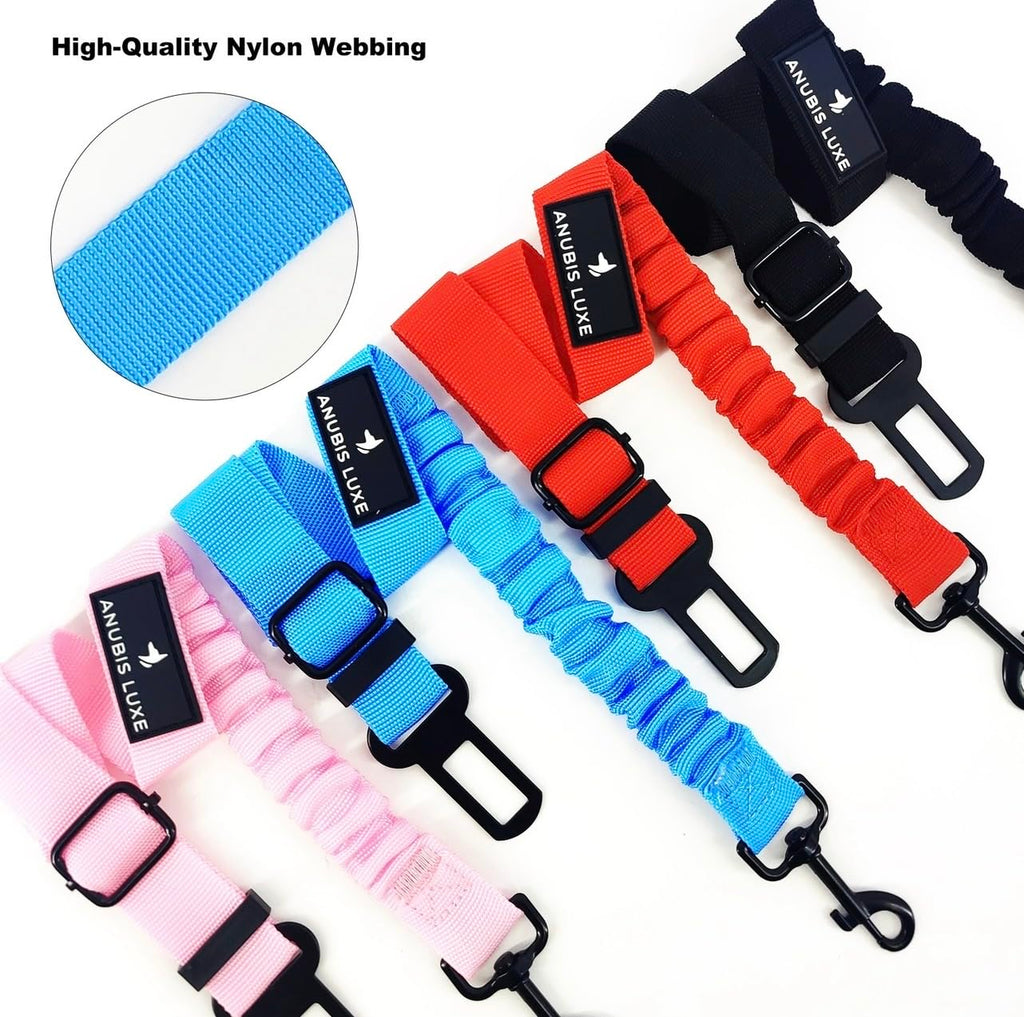Retractable Dog Seat Belt with Elastic Safety Tether