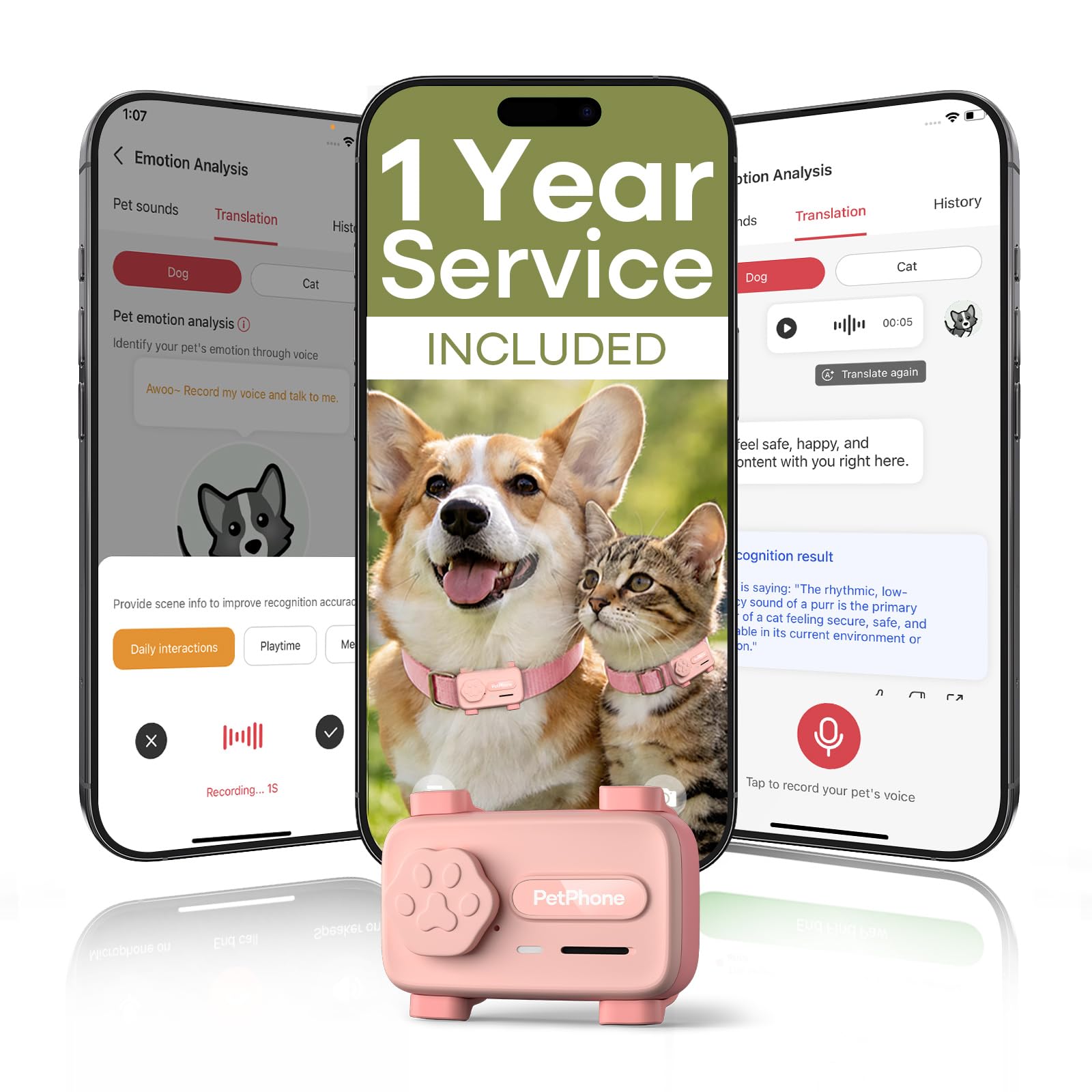 AI-Powered Smartphone for Pets, Support Emotion Detection, 2-Way PetChat