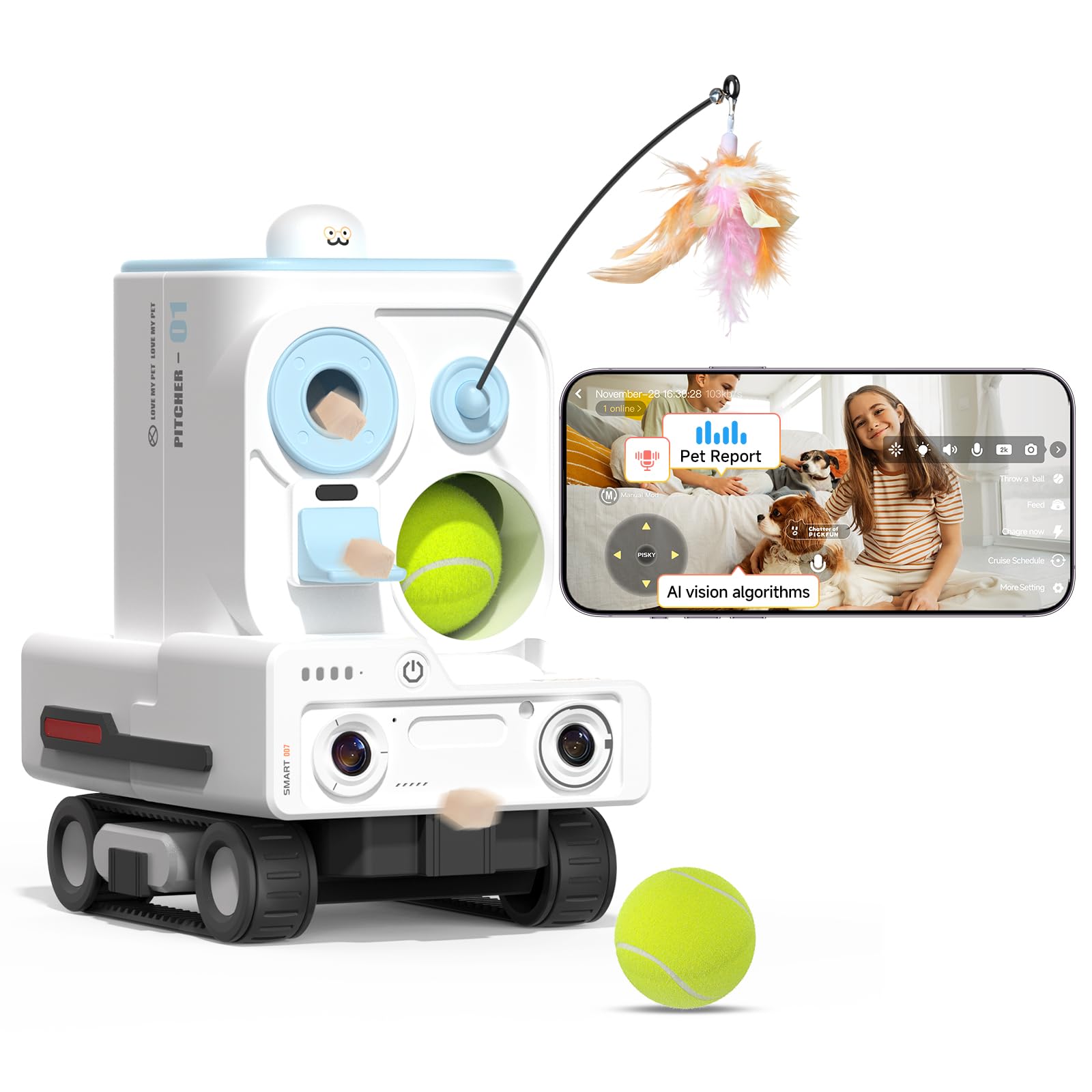 2K AI Pet Camera Rover with Auto Tracking & Night Vision