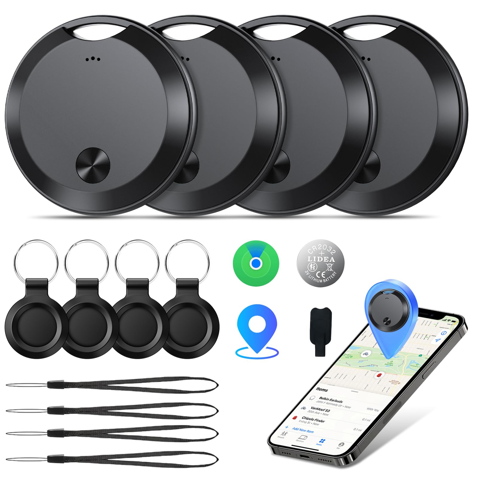 Smart Bluetooth Tracker Tags, 4-Pack