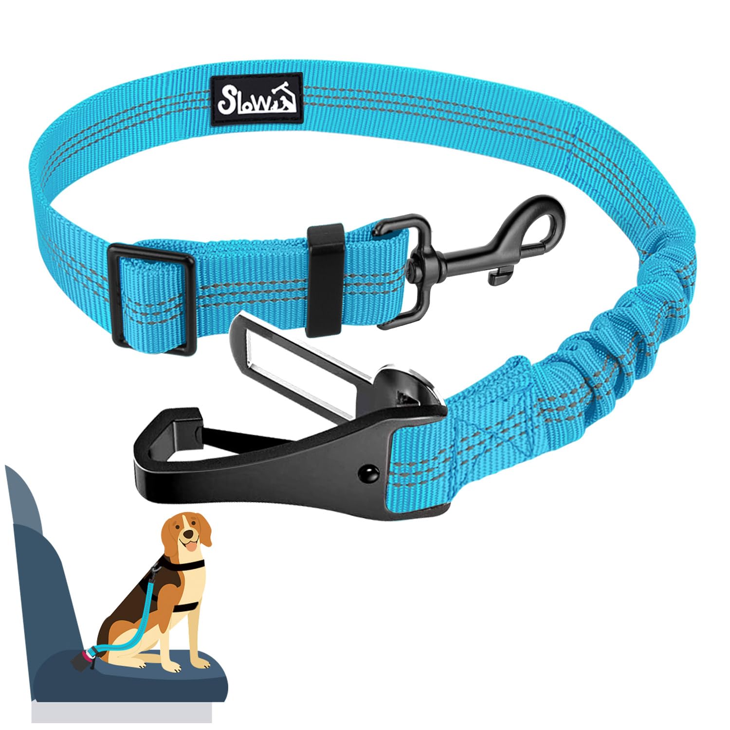 3-in-1 Dog Car Seat Belt with Latch Bar Attachment