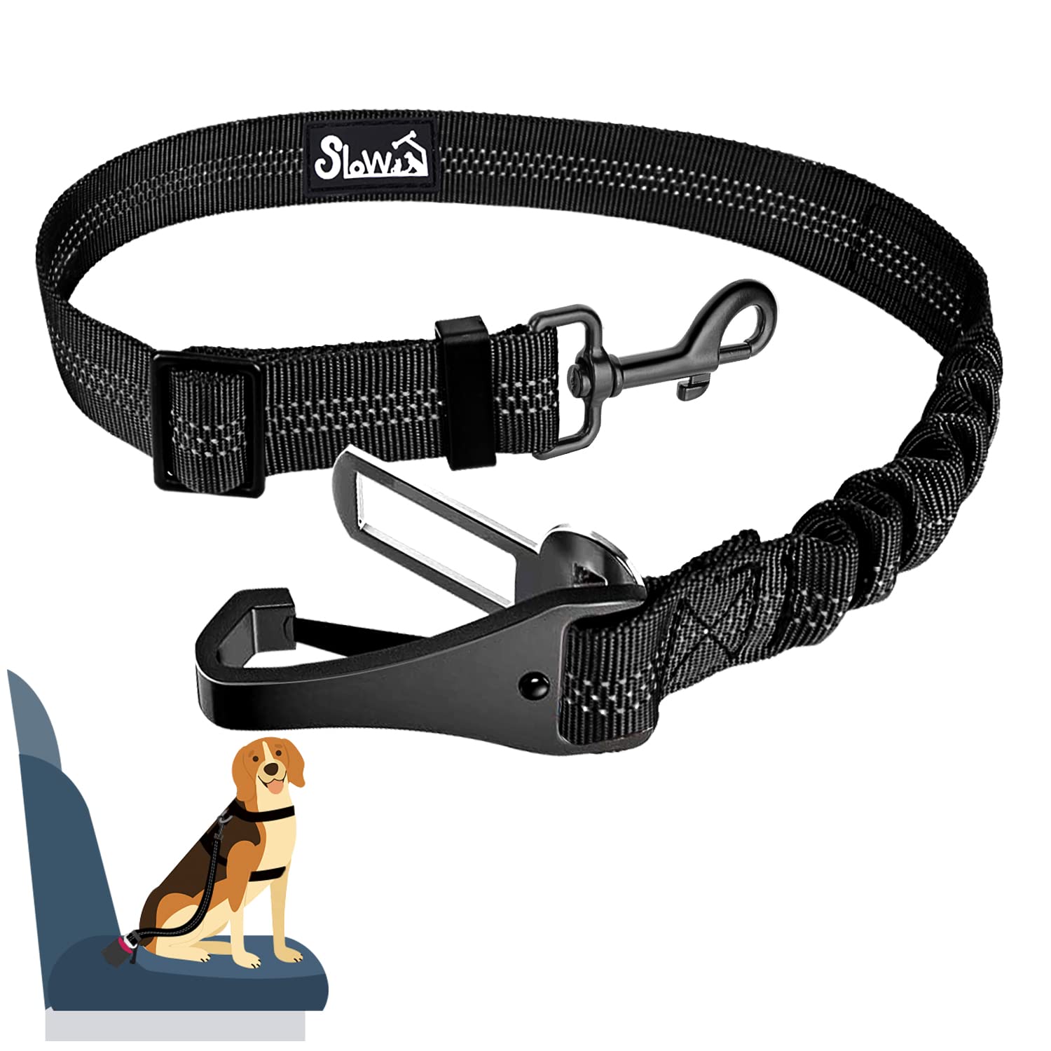 3-in-1 Dog Car Seat Belt with Latch Bar Attachment