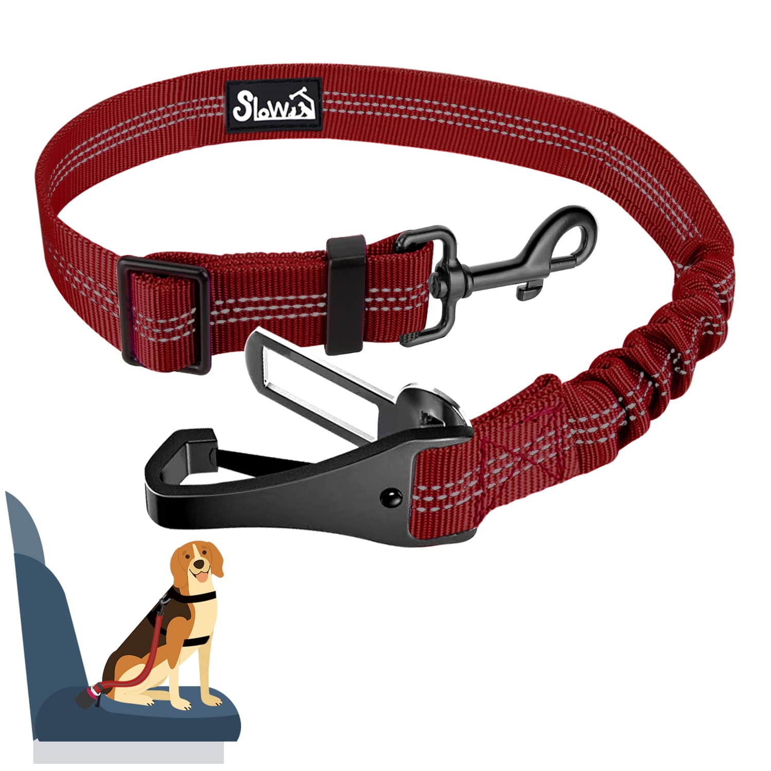3-in-1 Dog Car Seat Belt with Latch Bar Attachment