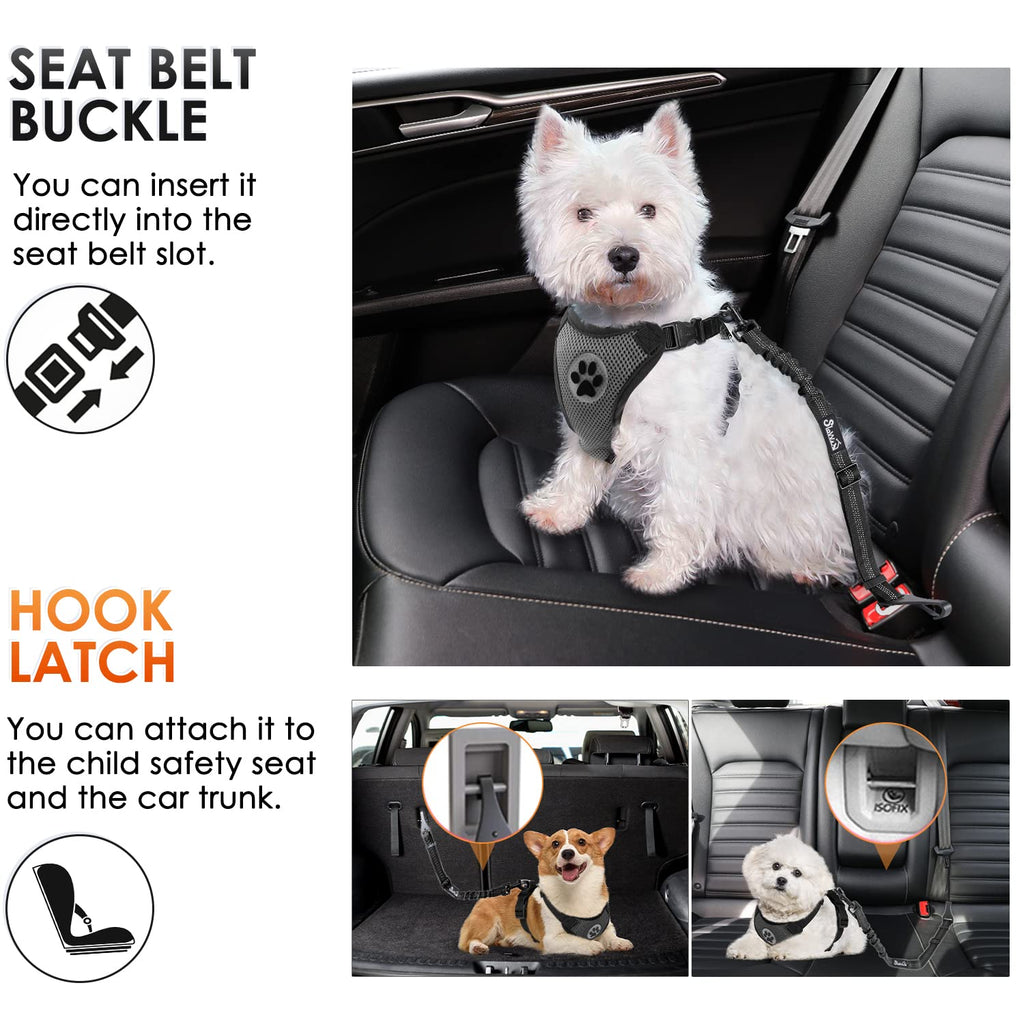 3-in-1 Dog Car Seat Belt with Latch Bar Attachment