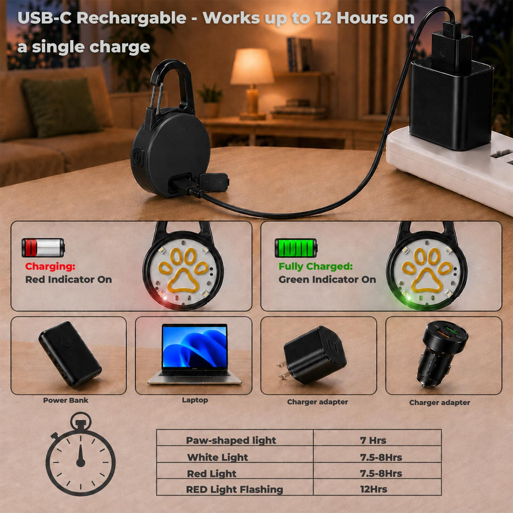 2 Pack Dog Collar Light,4 Modes Rechargeable LED Lights for Night Walking