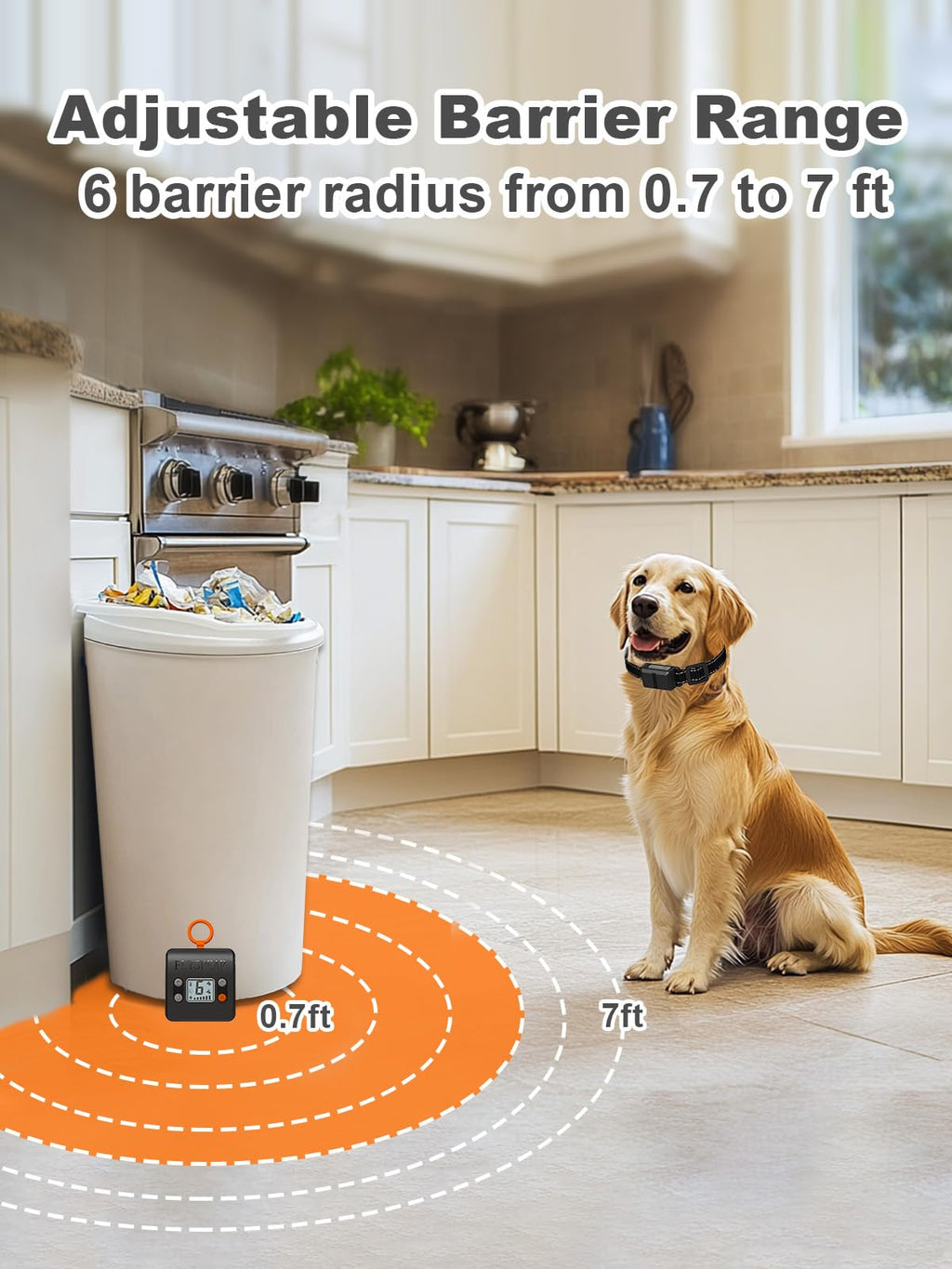 Rechargeable Wireless Indoor Pet Barrier with Adjustable Range