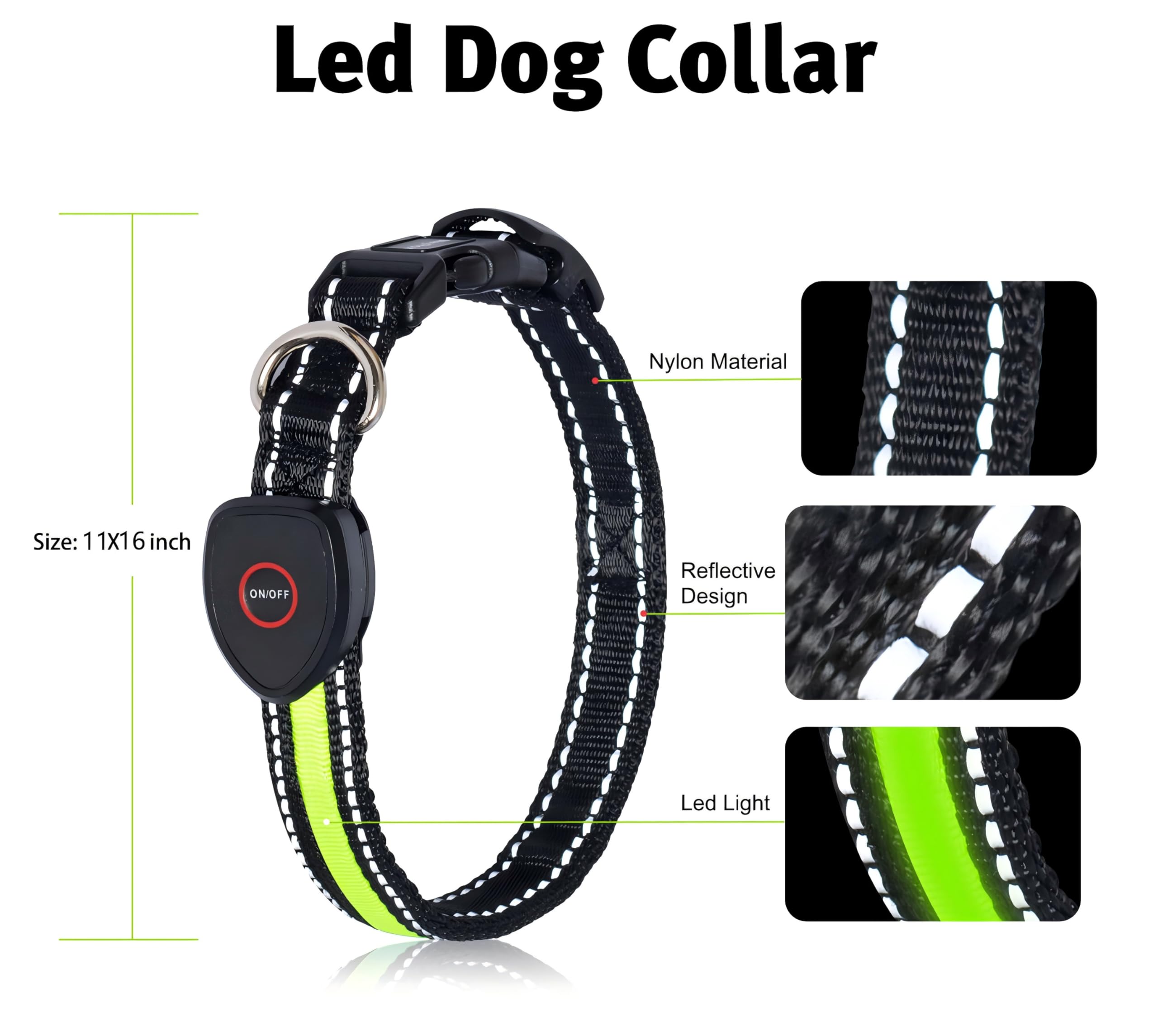 Rechargeable LED Pet Collar with Adjustable Fit