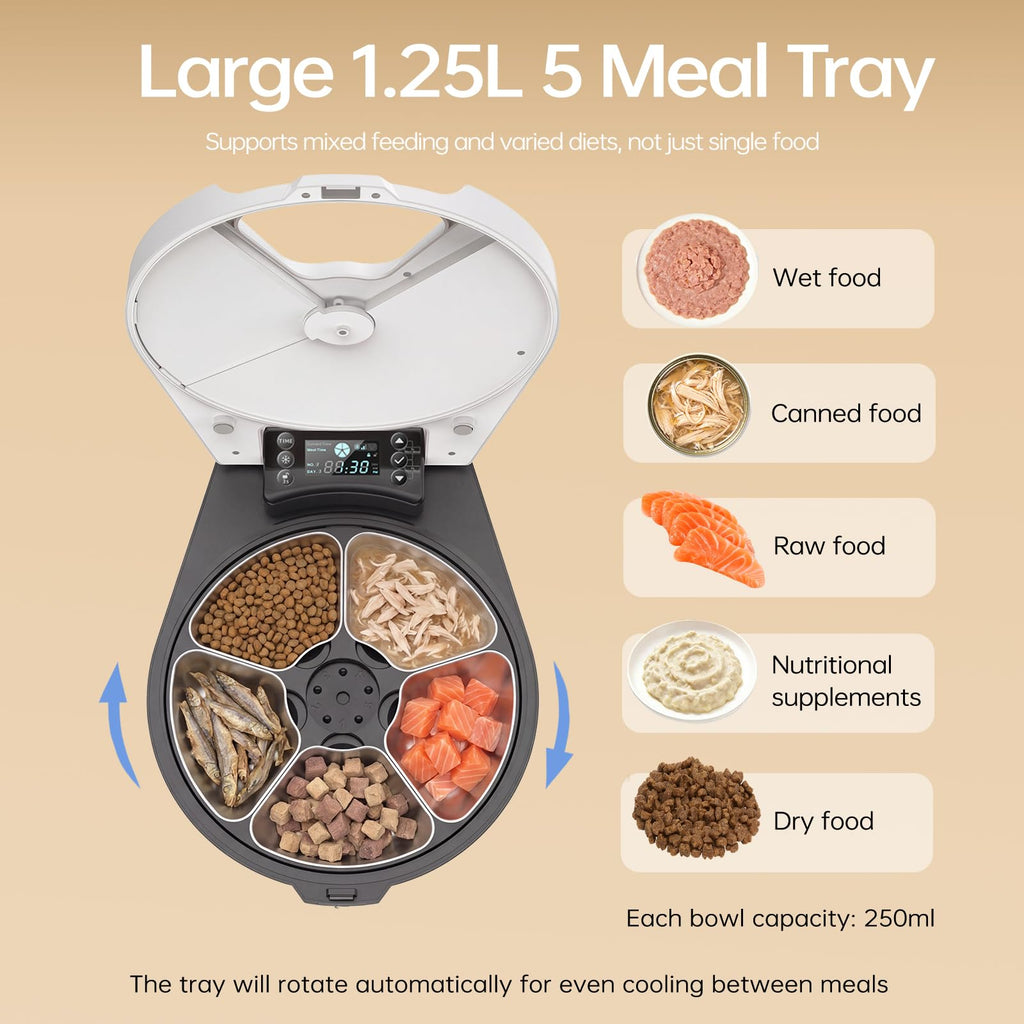 5-Meal Automatic Wet Food Feeder with Cooling & Heating