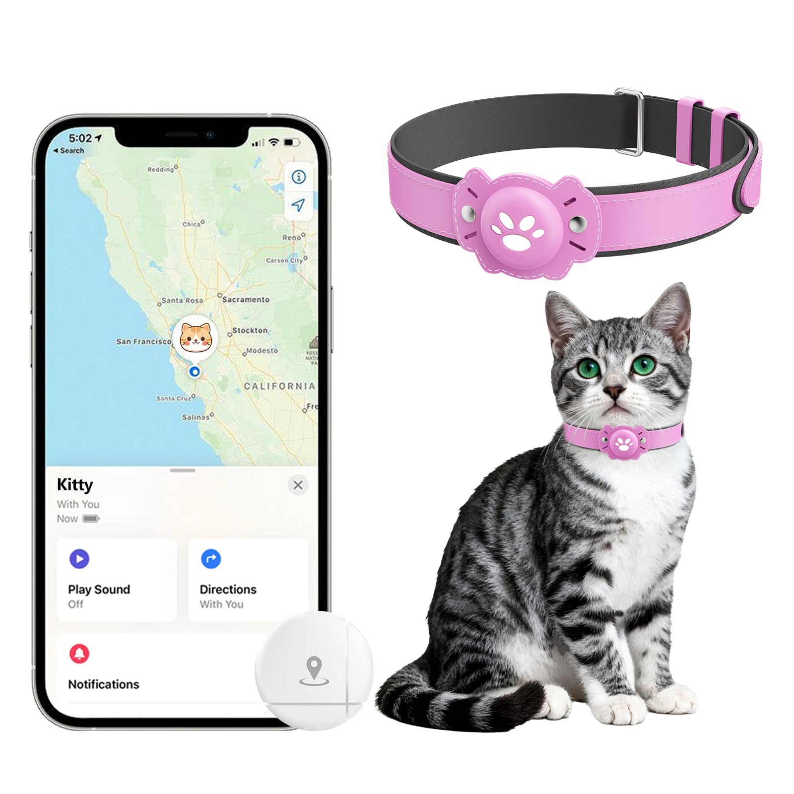 Smart GPS Cat Tracker Collar with Real-Time Tracking